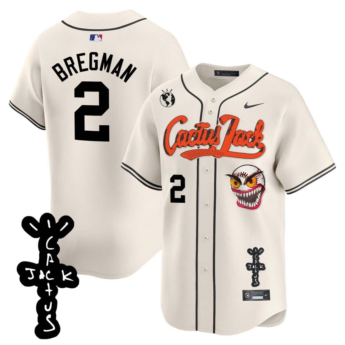 Camisa MLB Men’s Houston Cactus Jack Patch Vapor Premier Limited Jersey – Stitched