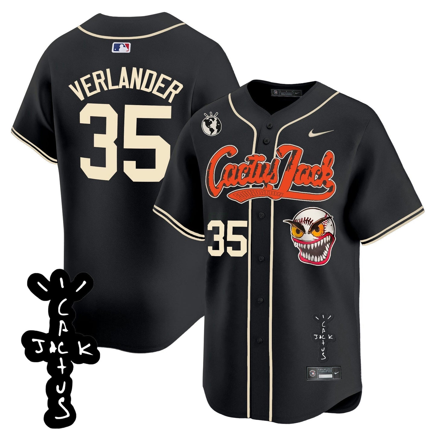 Camisa MLB Men’s Houston Cactus Jack Patch Vapor Premier Limited Jersey – Stitched