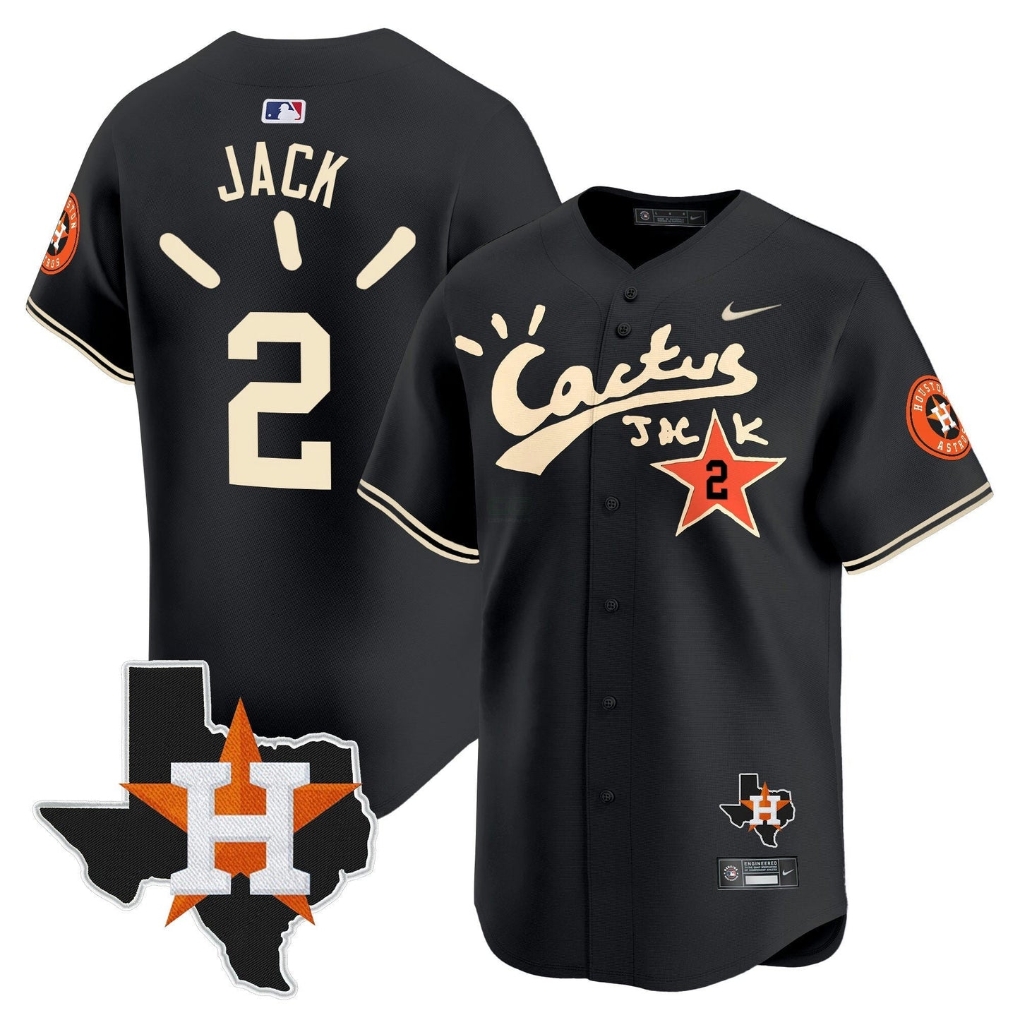 Camisa MLB Men’s Houston Cactus Jack Patch Vapor Premier Limited Jersey V10 – Stitched