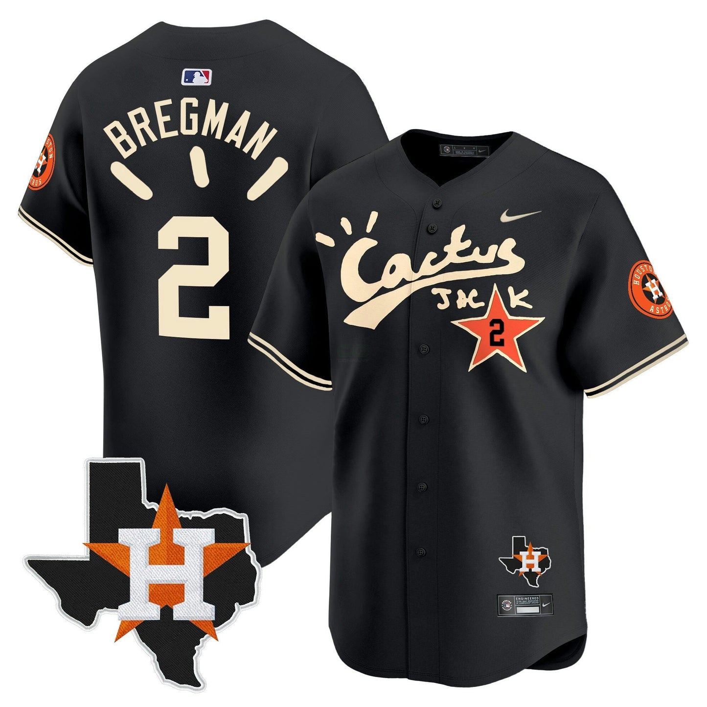 Camisa MLB Men’s Houston Cactus Jack Patch Vapor Premier Limited Jersey V10 – Stitched