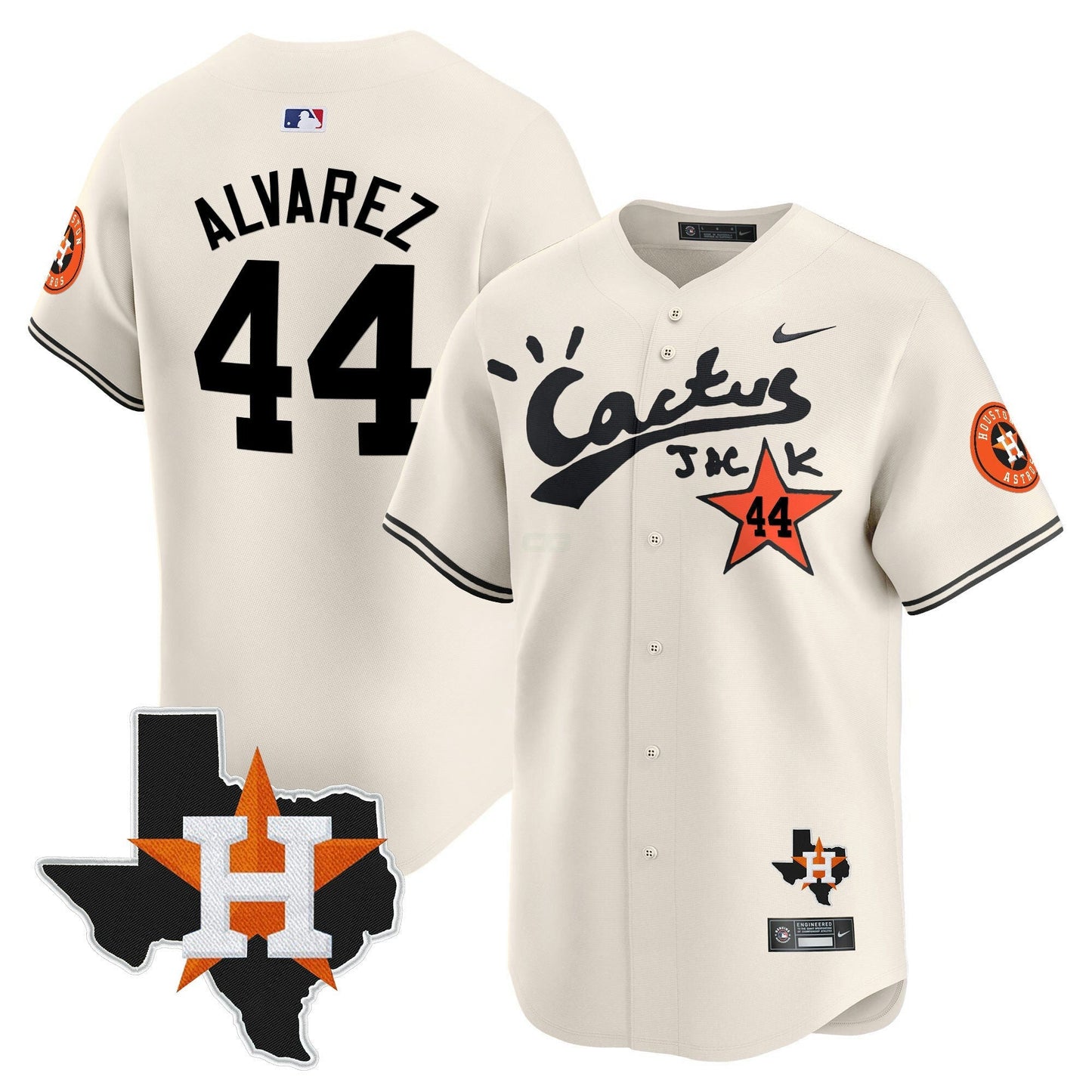 Camisa MLB Men’s Houston Cactus Jack Patch Vapor Premier Limited Jersey V11 – Stitched