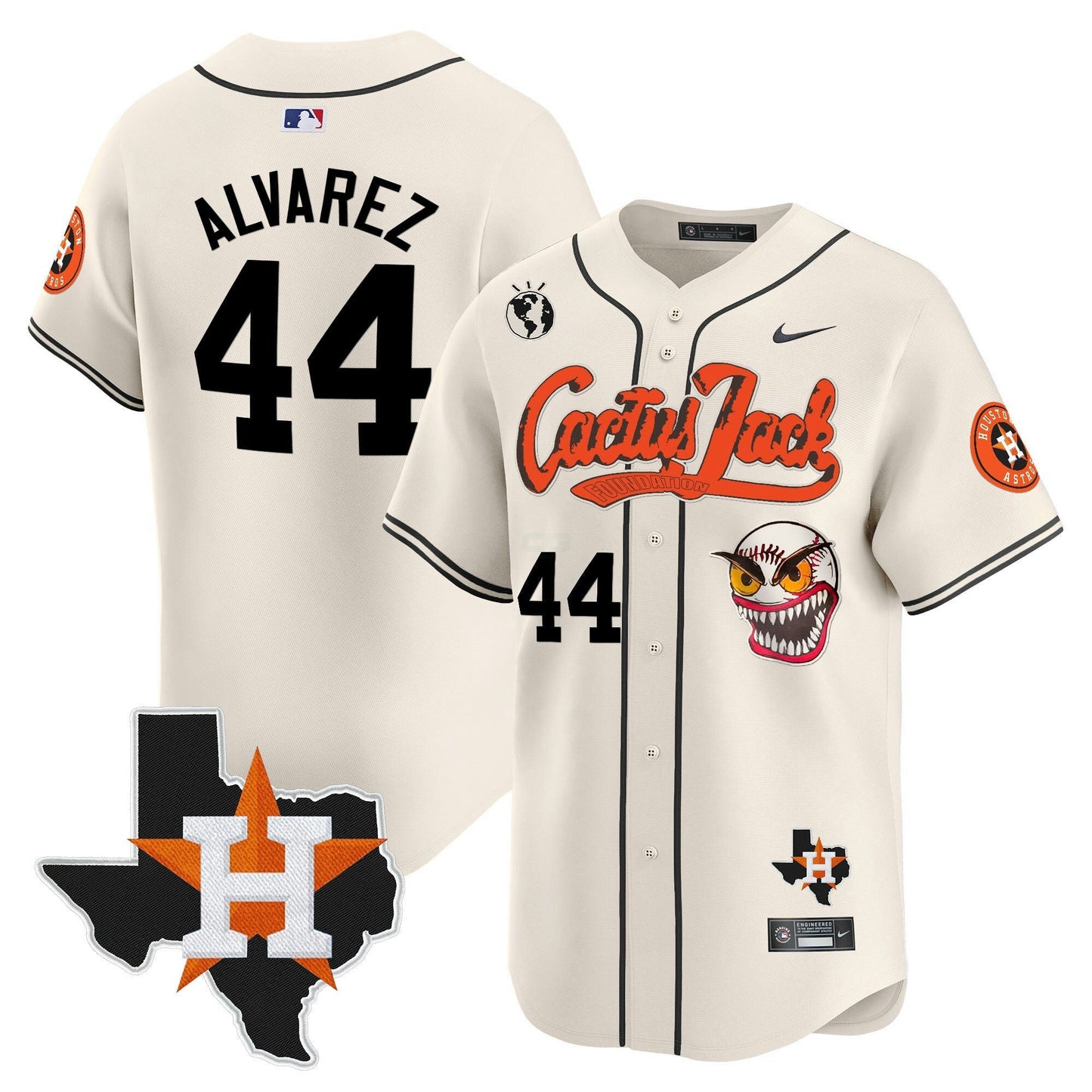 Camisa MLB Men’s Houston Cactus Jack Patch Vapor Premier Limited Jersey V12