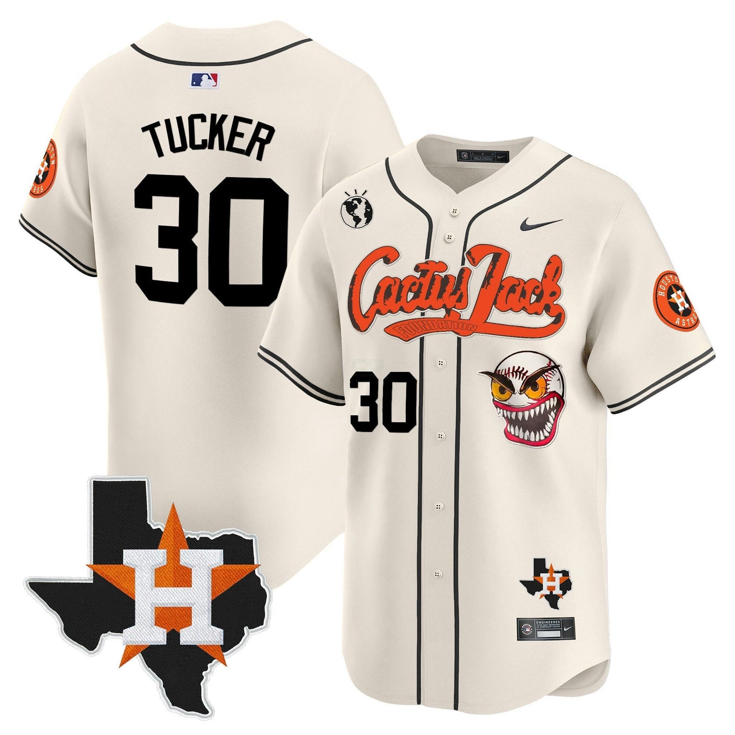Camisa MLB Men’s Houston Cactus Jack Patch Vapor Premier Limited Jersey V12