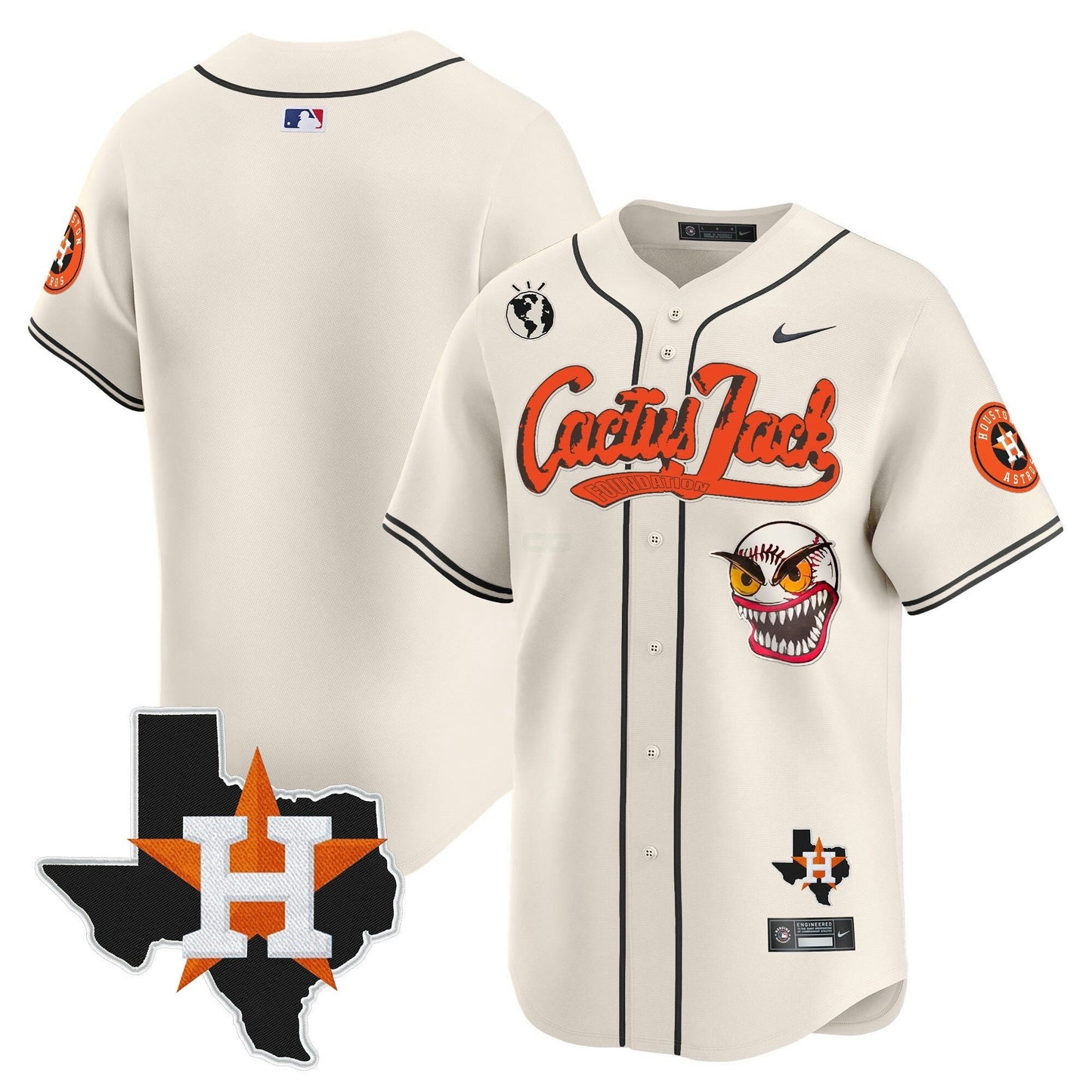 Camisa MLB Men’s Houston Cactus Jack Patch Vapor Premier Limited Jersey V12