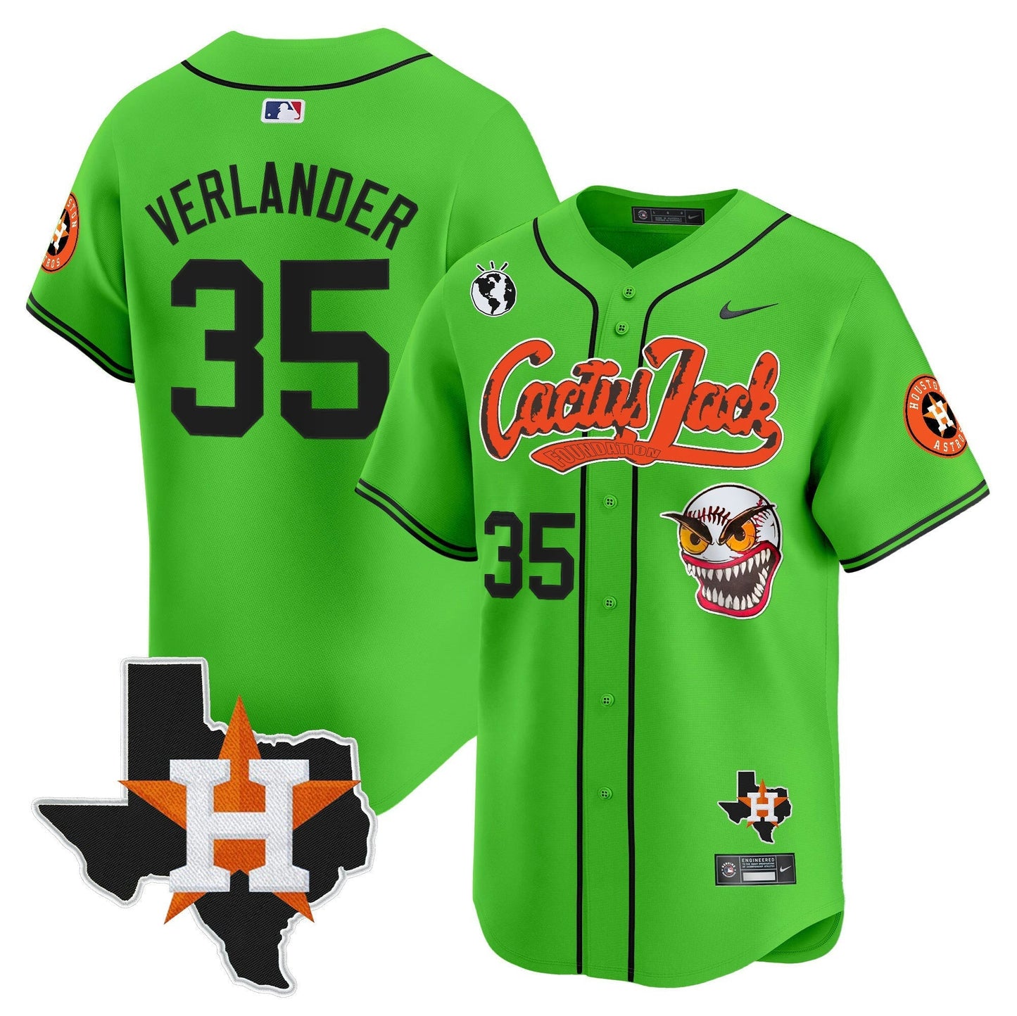 Camisa MLB Men’s Houston Cactus Jack Patch Vapor Premier Limited Jersey V12