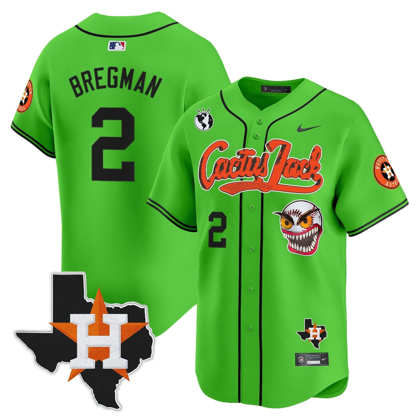 Camisa MLB Men’s Houston Cactus Jack Patch Vapor Premier Limited Jersey V12