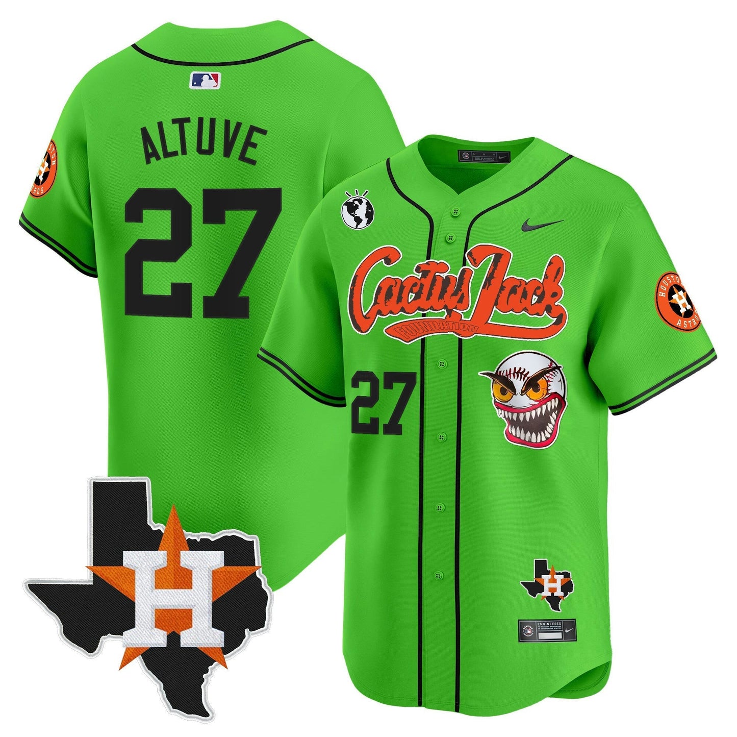 Camisa MLB Men’s Houston Cactus Jack Patch Vapor Premier Limited Jersey V12