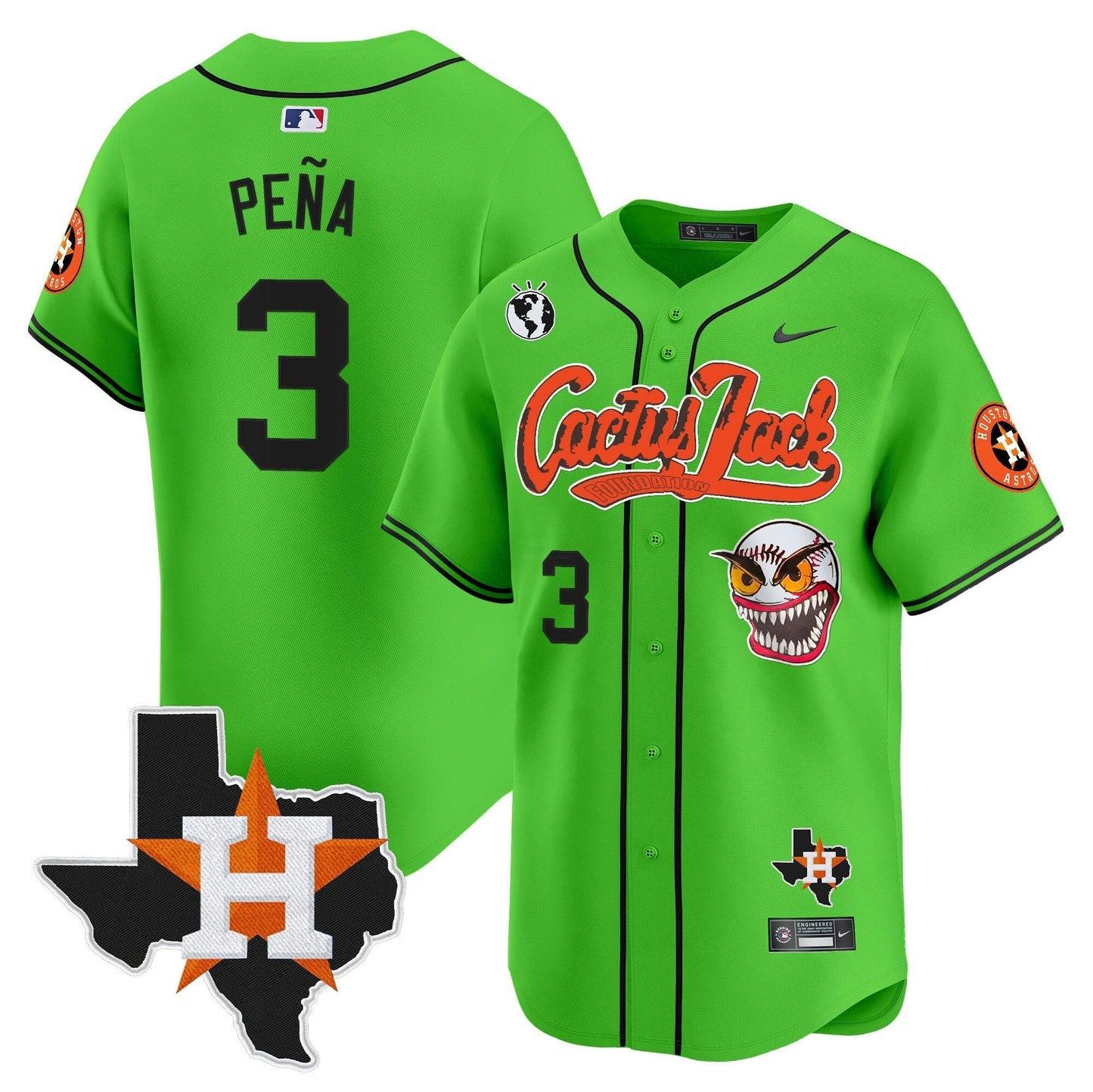 Camisa MLB Men’s Houston Cactus Jack Patch Vapor Premier Limited Jersey V12
