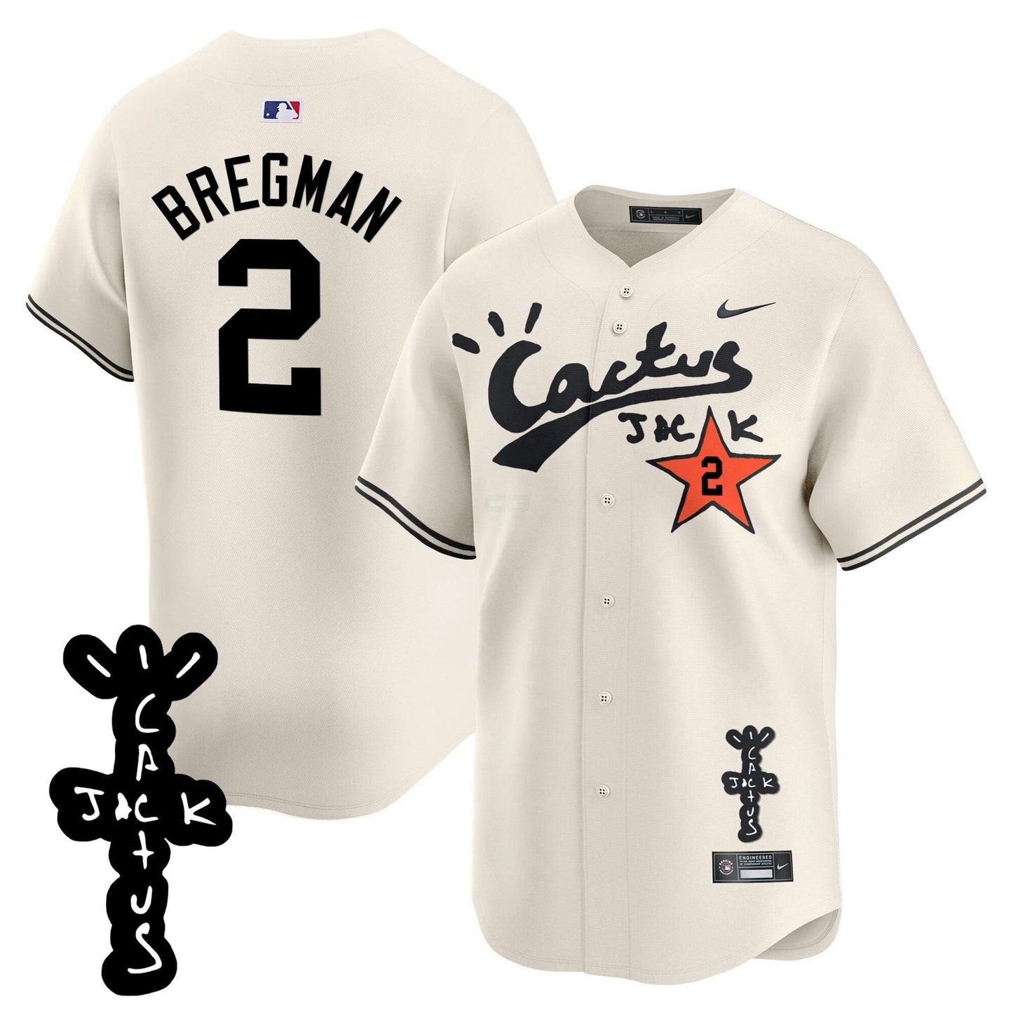 Camisa MLB Men’s Houston Cactus Jack Patch Vapor Premier Limited Jersey V2 – Stitched