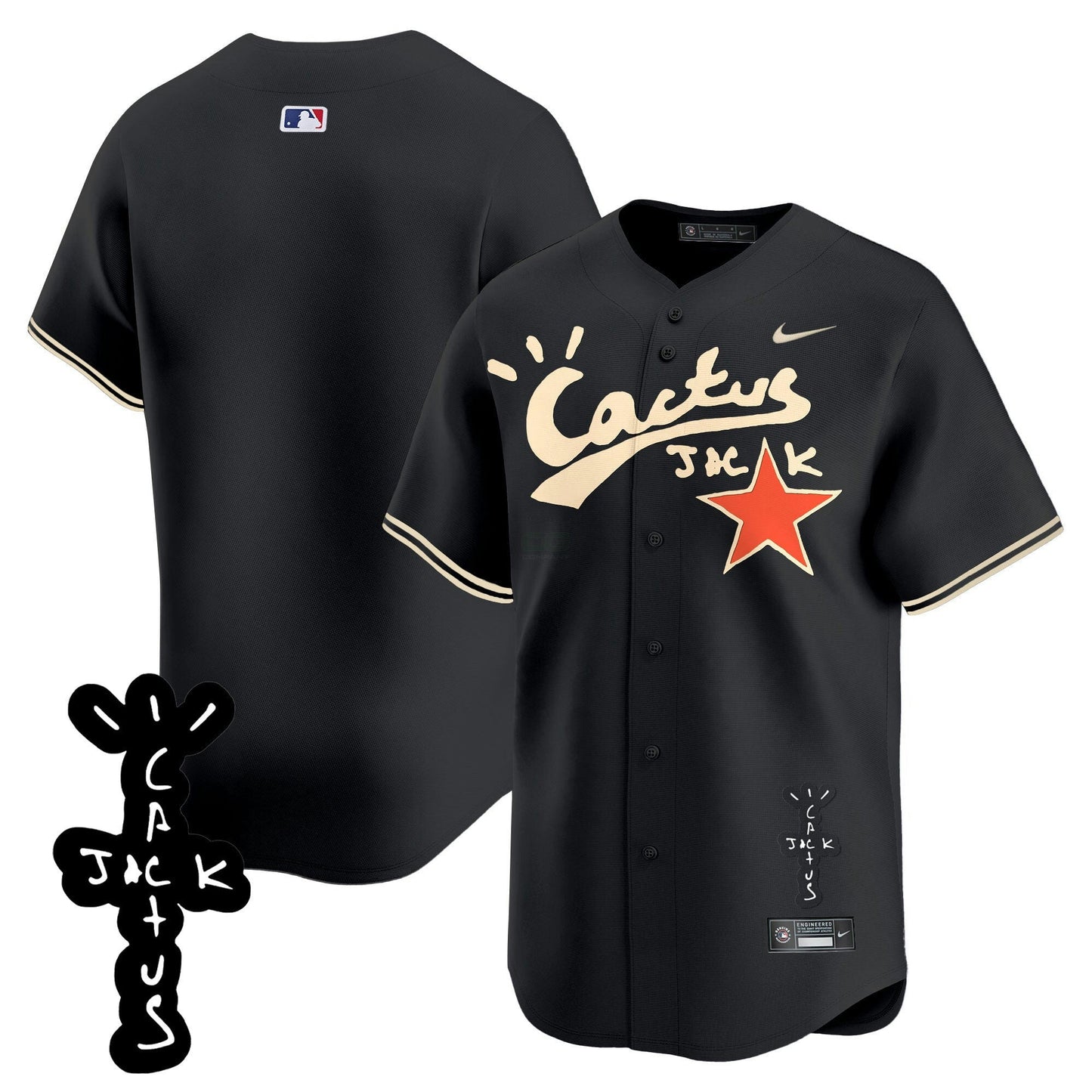 Camisa MLB Men’s Houston Cactus Jack Patch Vapor Premier Limited Jersey V2 – Stitched