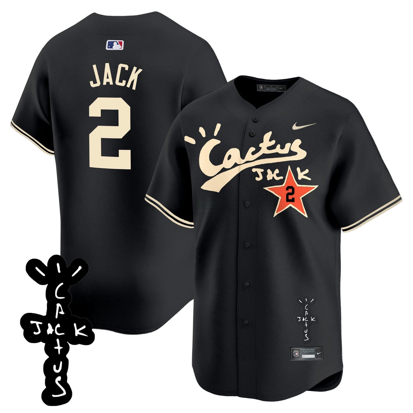 Camisa MLB Men’s Houston Cactus Jack Patch Vapor Premier Limited Jersey V2 – Stitched