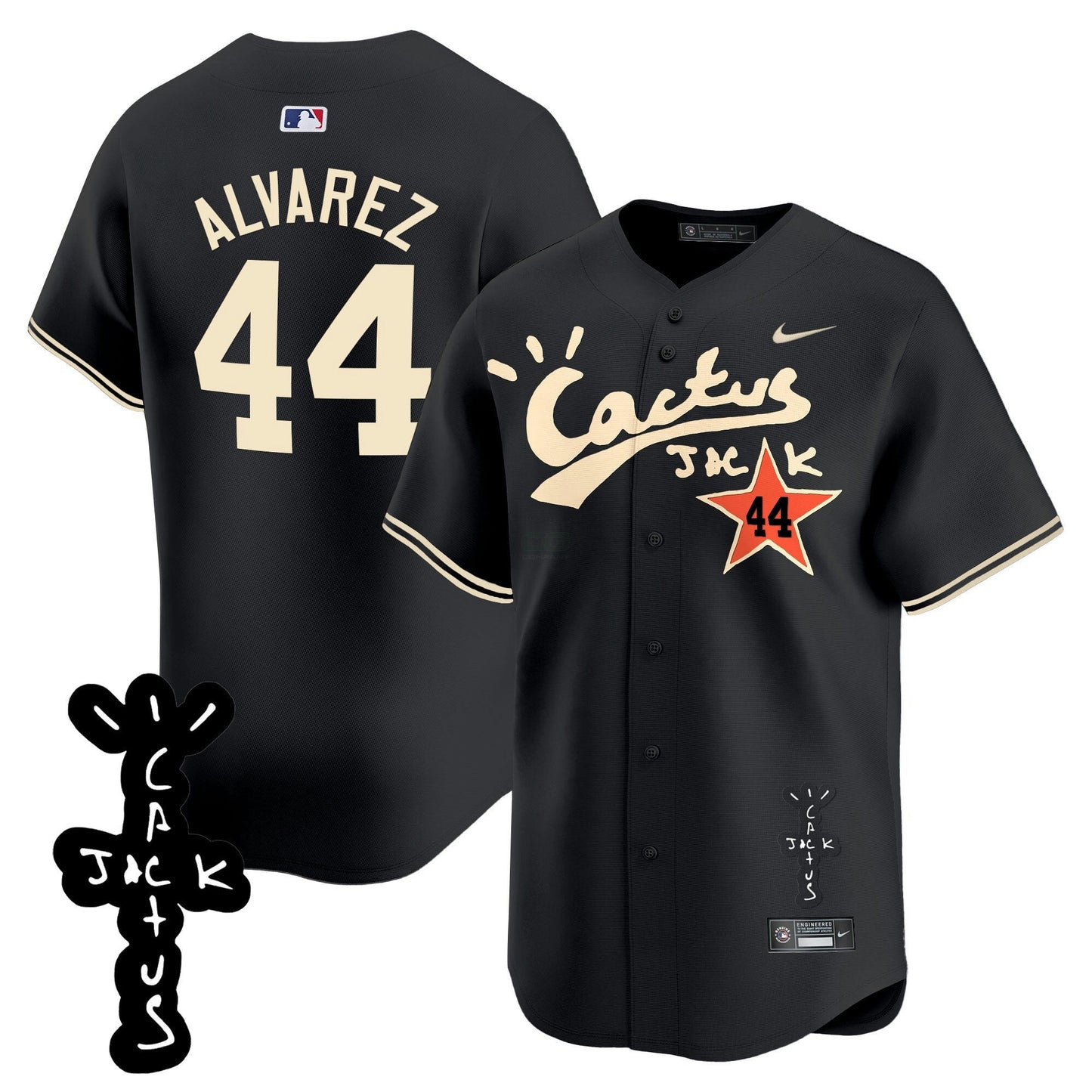 Camisa MLB Men’s Houston Cactus Jack Patch Vapor Premier Limited Jersey V2 – Stitched