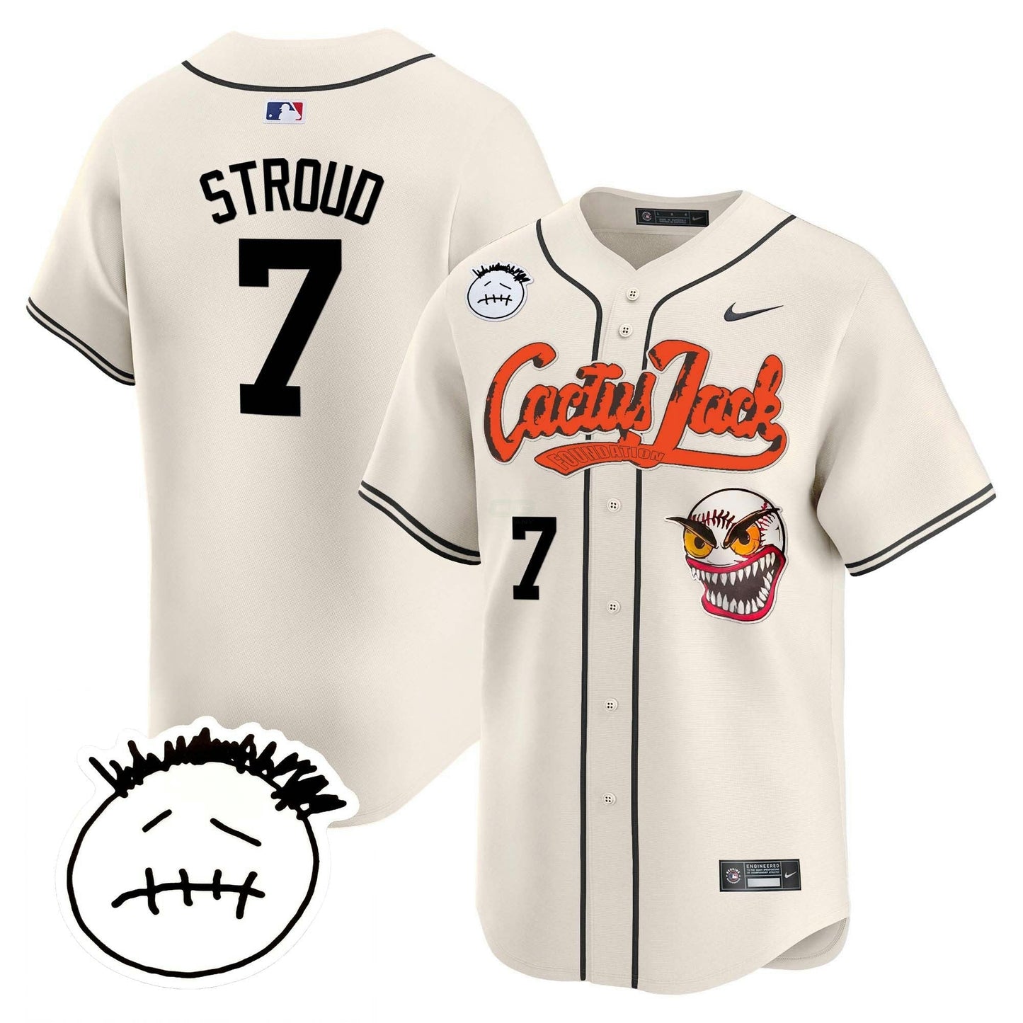 Camisa MLB Men’s Houston Cactus Jack Patch Vapor Premier Limited Jersey V3 – Stitched