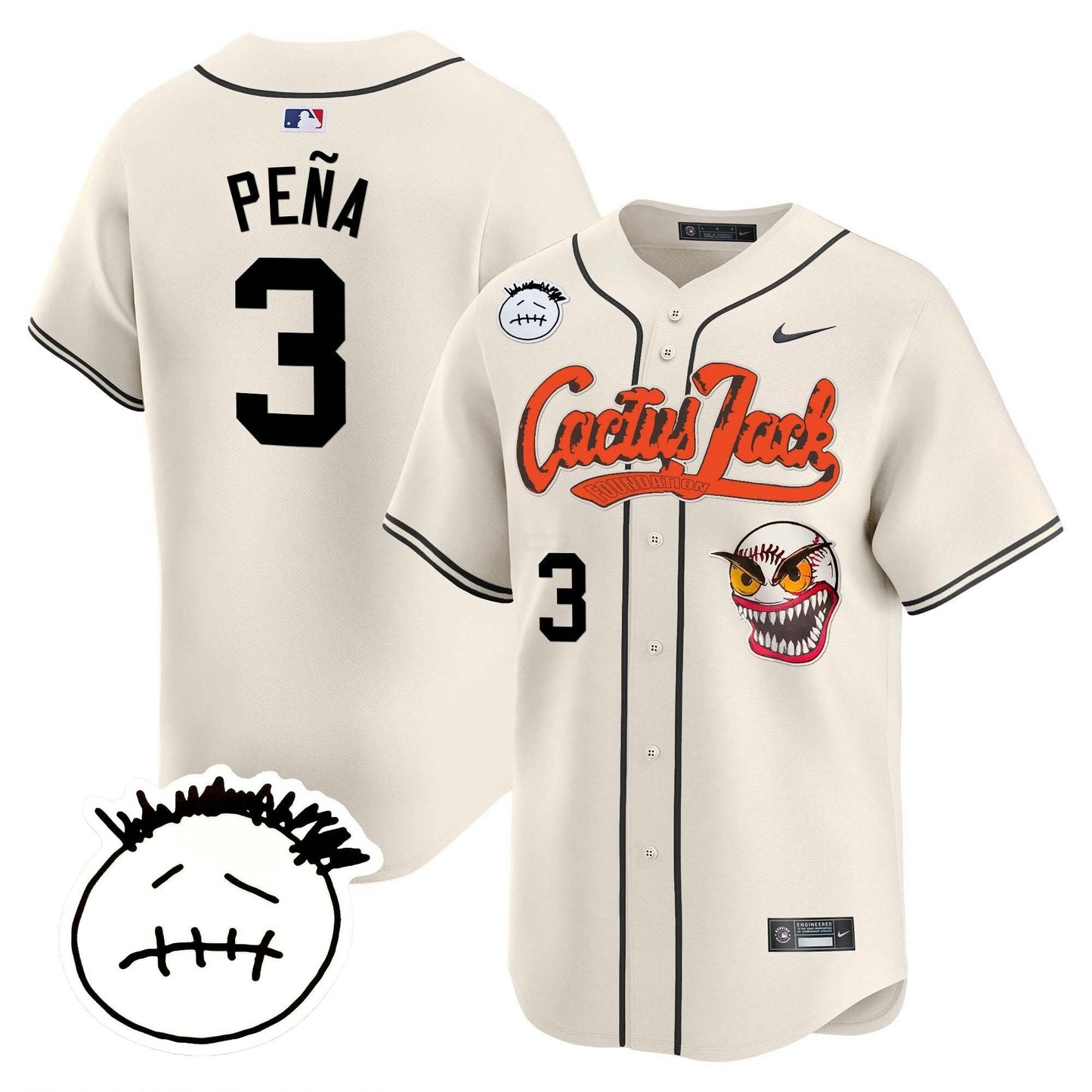 Camisa MLB Men’s Houston Cactus Jack Patch Vapor Premier Limited Jersey V3 – Stitched