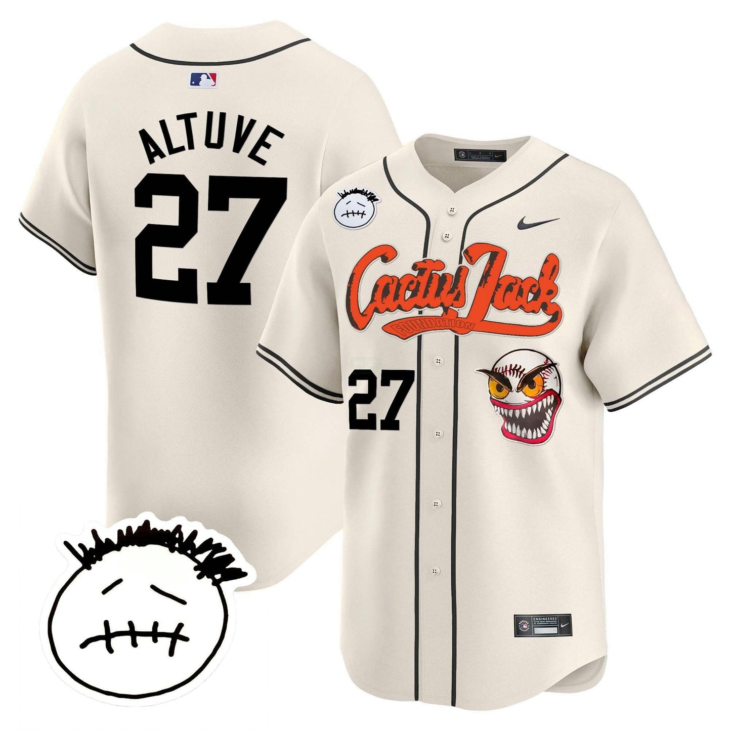 Camisa MLB Men’s Houston Cactus Jack Patch Vapor Premier Limited Jersey V3 – Stitched