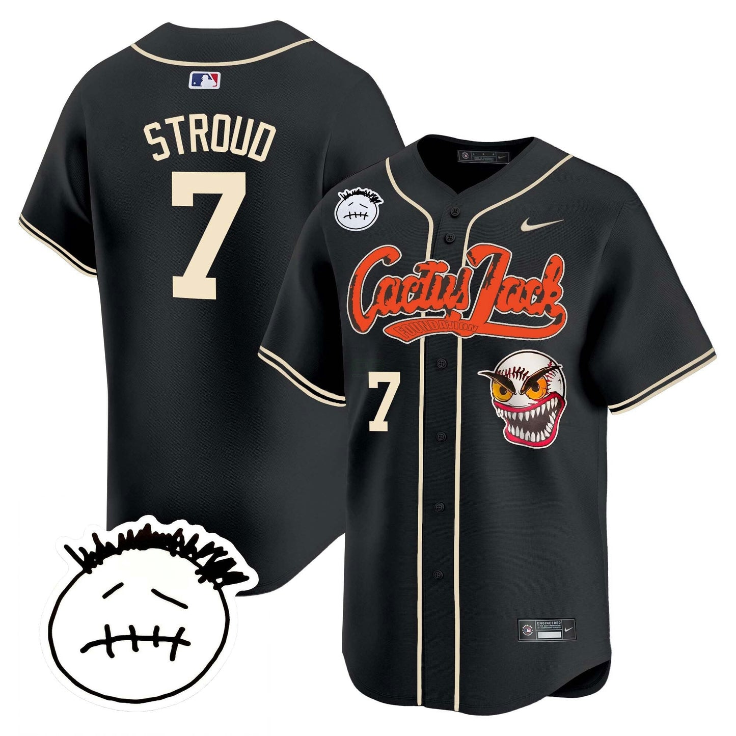 Camisa MLB Men’s Houston Cactus Jack Patch Vapor Premier Limited Jersey V3 – Stitched