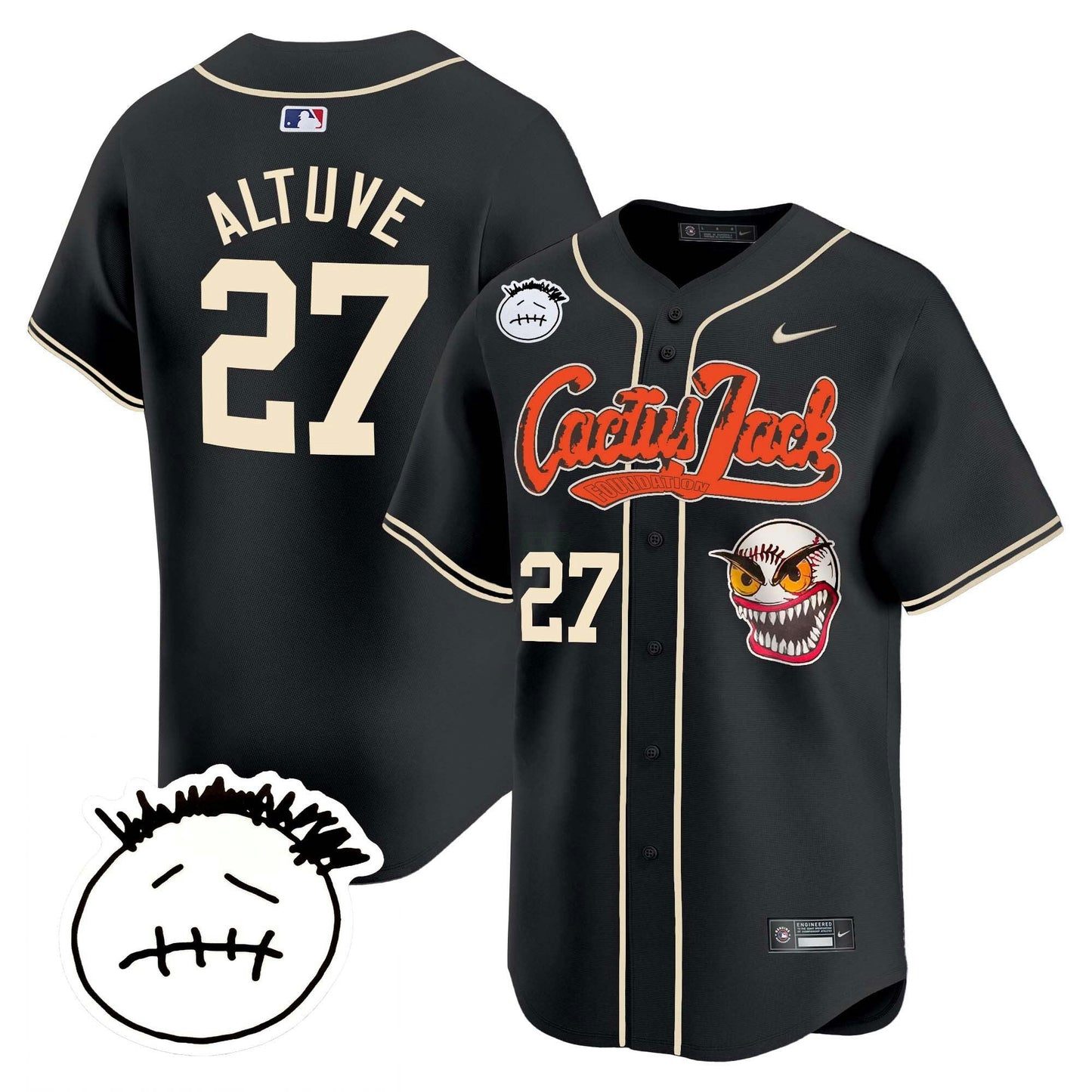 Camisa MLB Men’s Houston Cactus Jack Patch Vapor Premier Limited Jersey V3 – Stitched