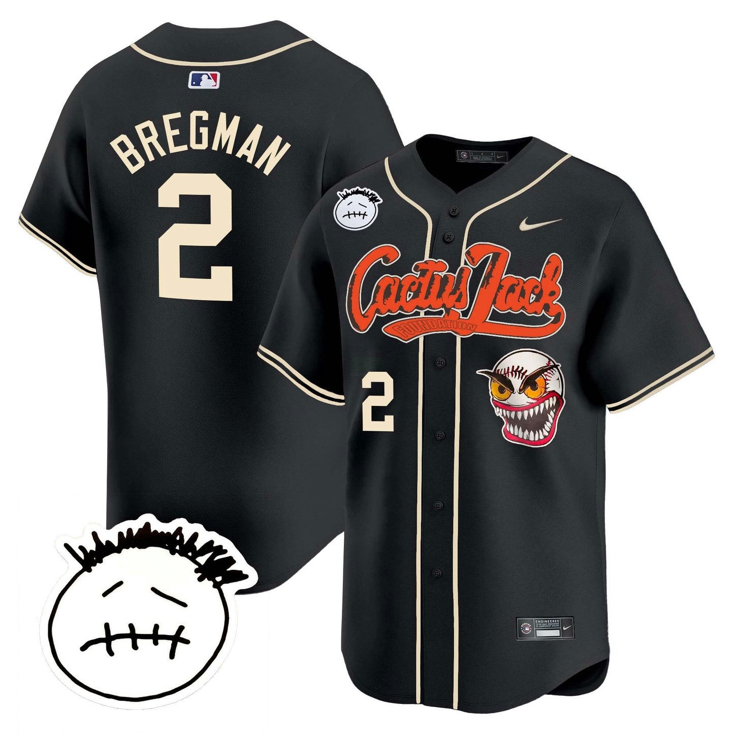 Camisa MLB Men’s Houston Cactus Jack Patch Vapor Premier Limited Jersey V3 – Stitched