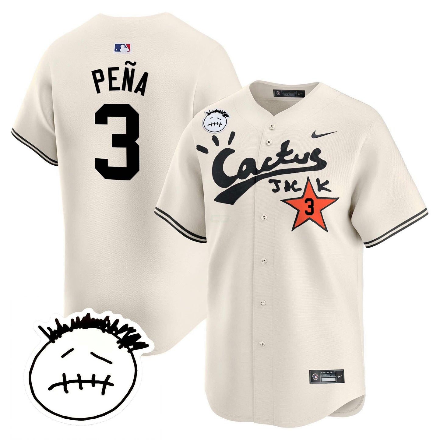 Camisa MLB Men’s Houston Cactus Jack Patch Vapor Premier Limited Jersey V4 – Stitched