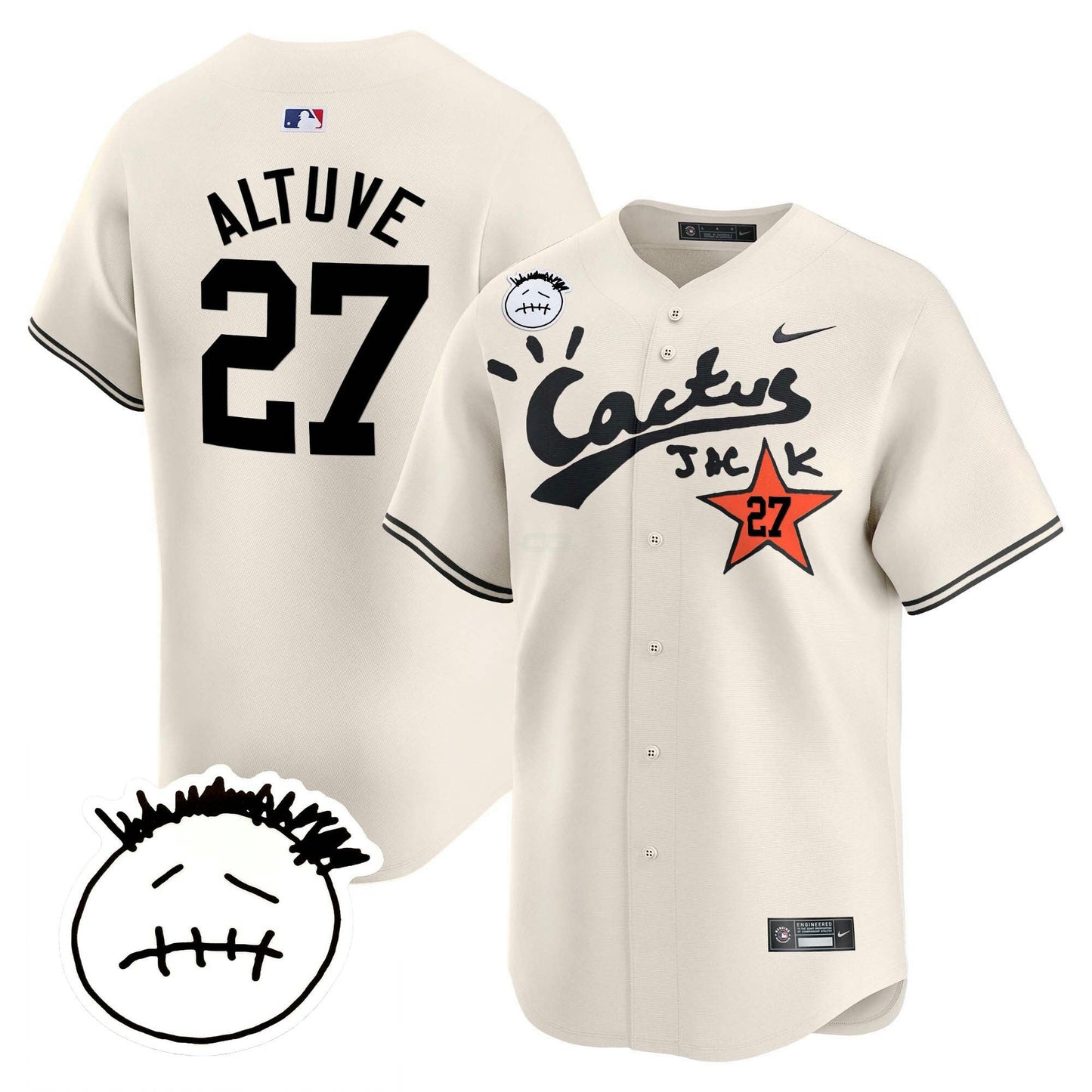 Camisa MLB Men’s Houston Cactus Jack Patch Vapor Premier Limited Jersey V4 – Stitched