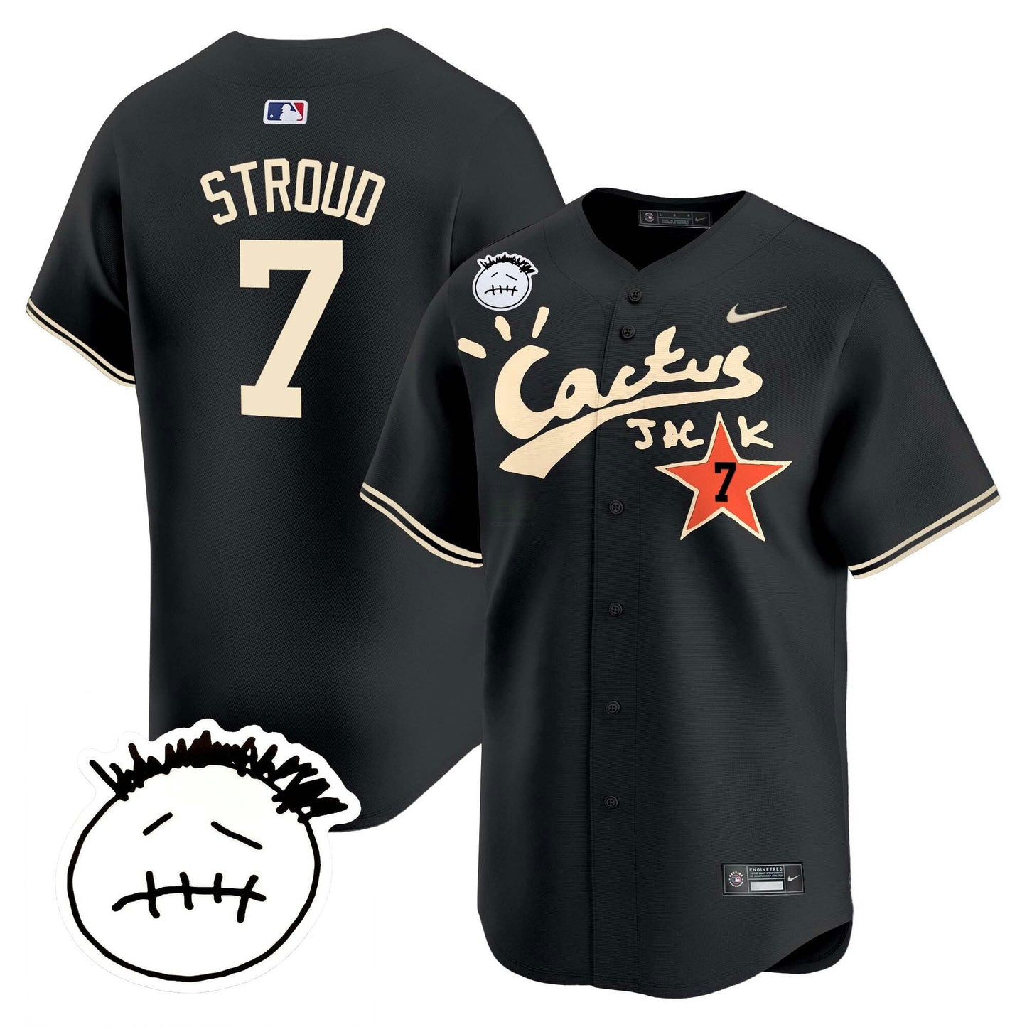 Camisa MLB Men’s Houston Cactus Jack Patch Vapor Premier Limited Jersey V5 – Stitched