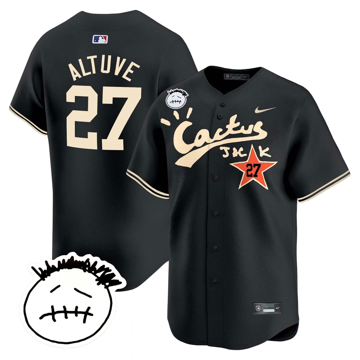 Camisa MLB Men’s Houston Cactus Jack Patch Vapor Premier Limited Jersey V5 – Stitched