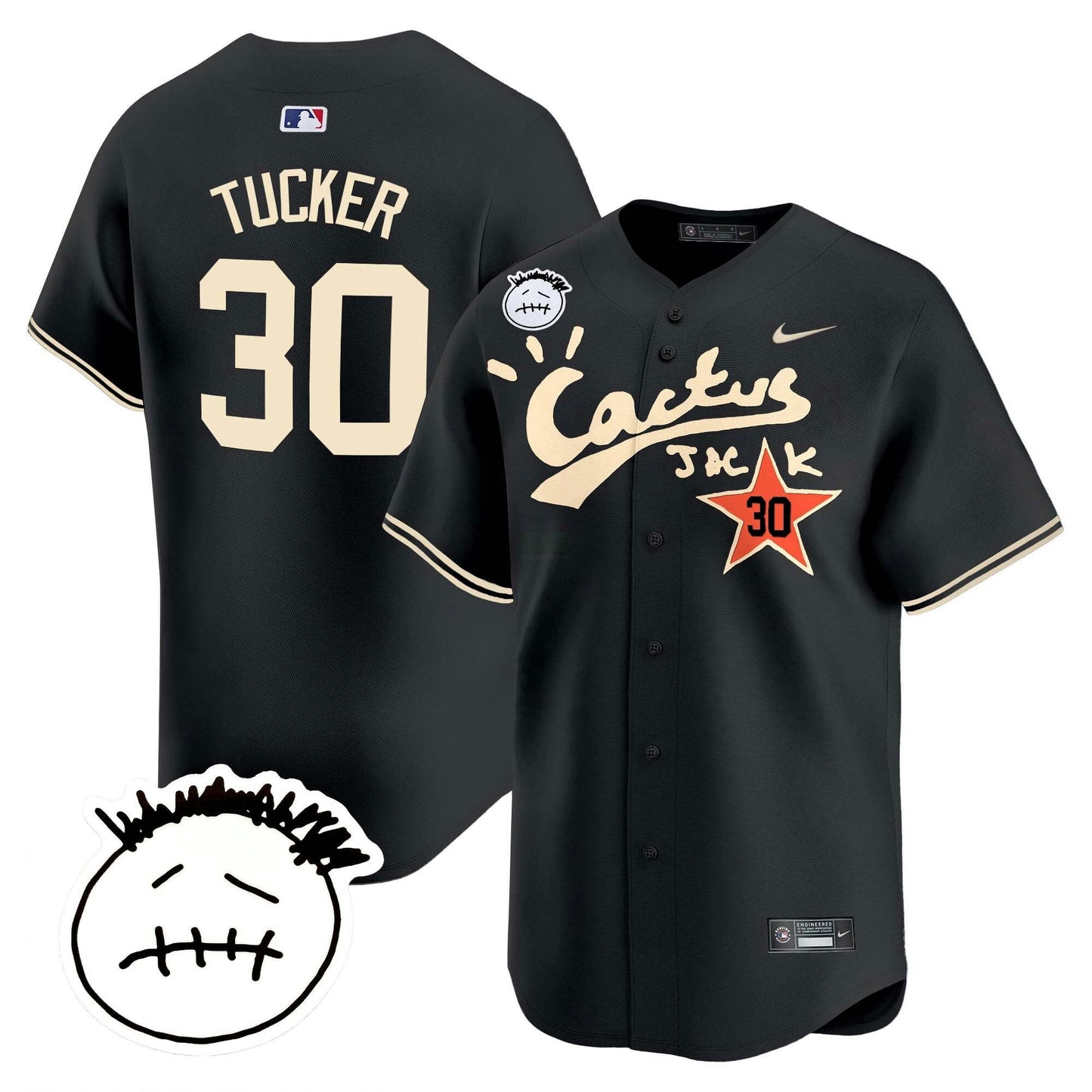 Camisa MLB Men’s Houston Cactus Jack Patch Vapor Premier Limited Jersey V5 – Stitched