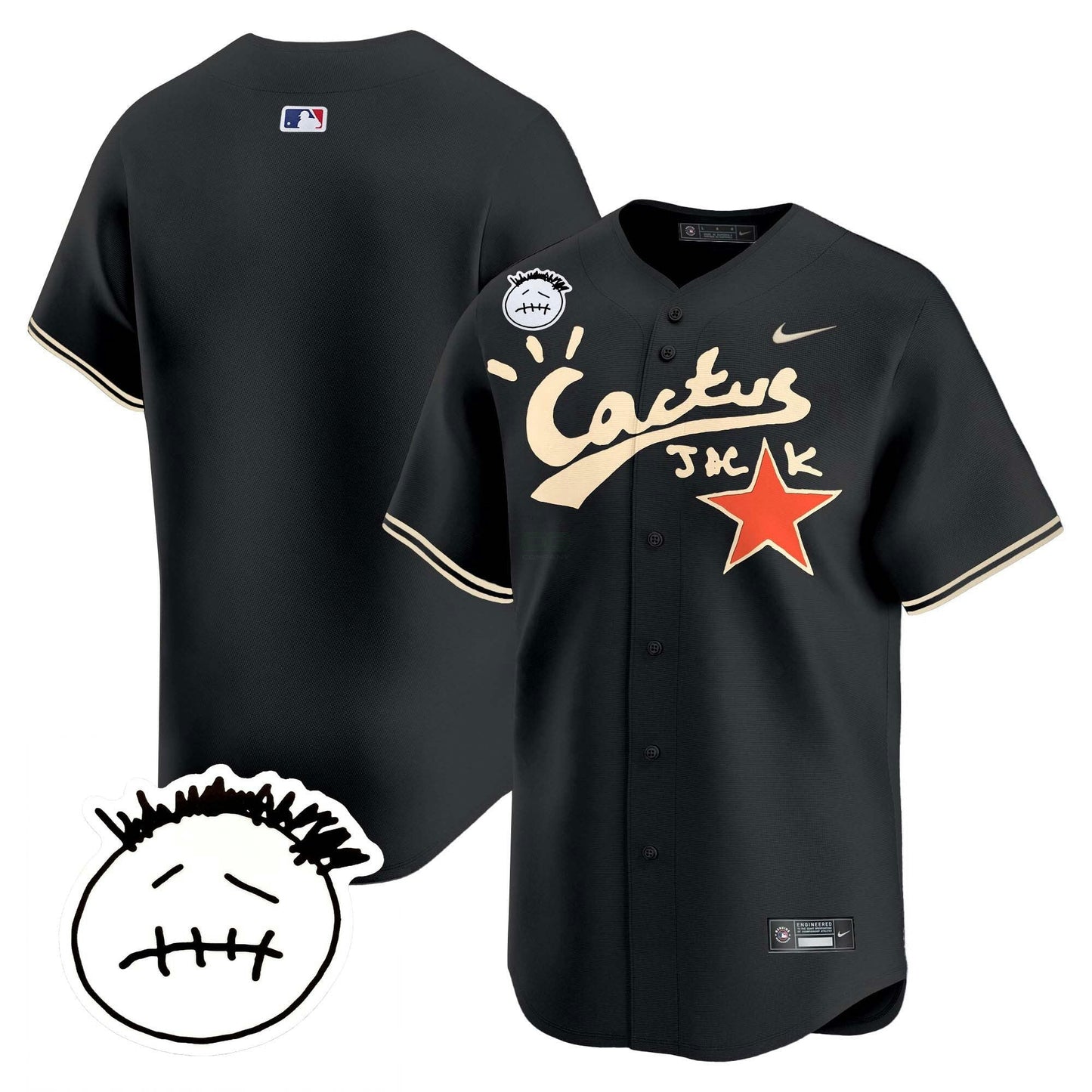 Camisa MLB Men’s Houston Cactus Jack Patch Vapor Premier Limited Jersey V5 – Stitched