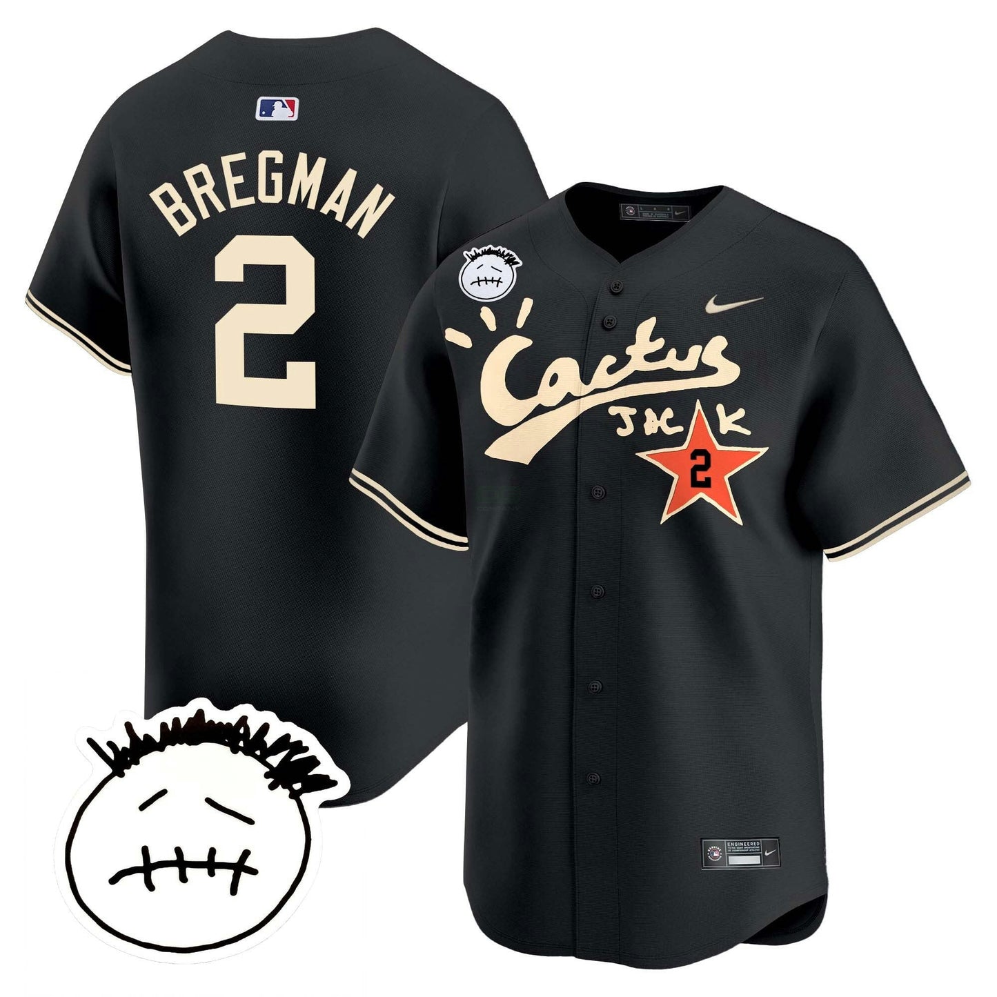 Camisa MLB Men’s Houston Cactus Jack Patch Vapor Premier Limited Jersey V5 – Stitched