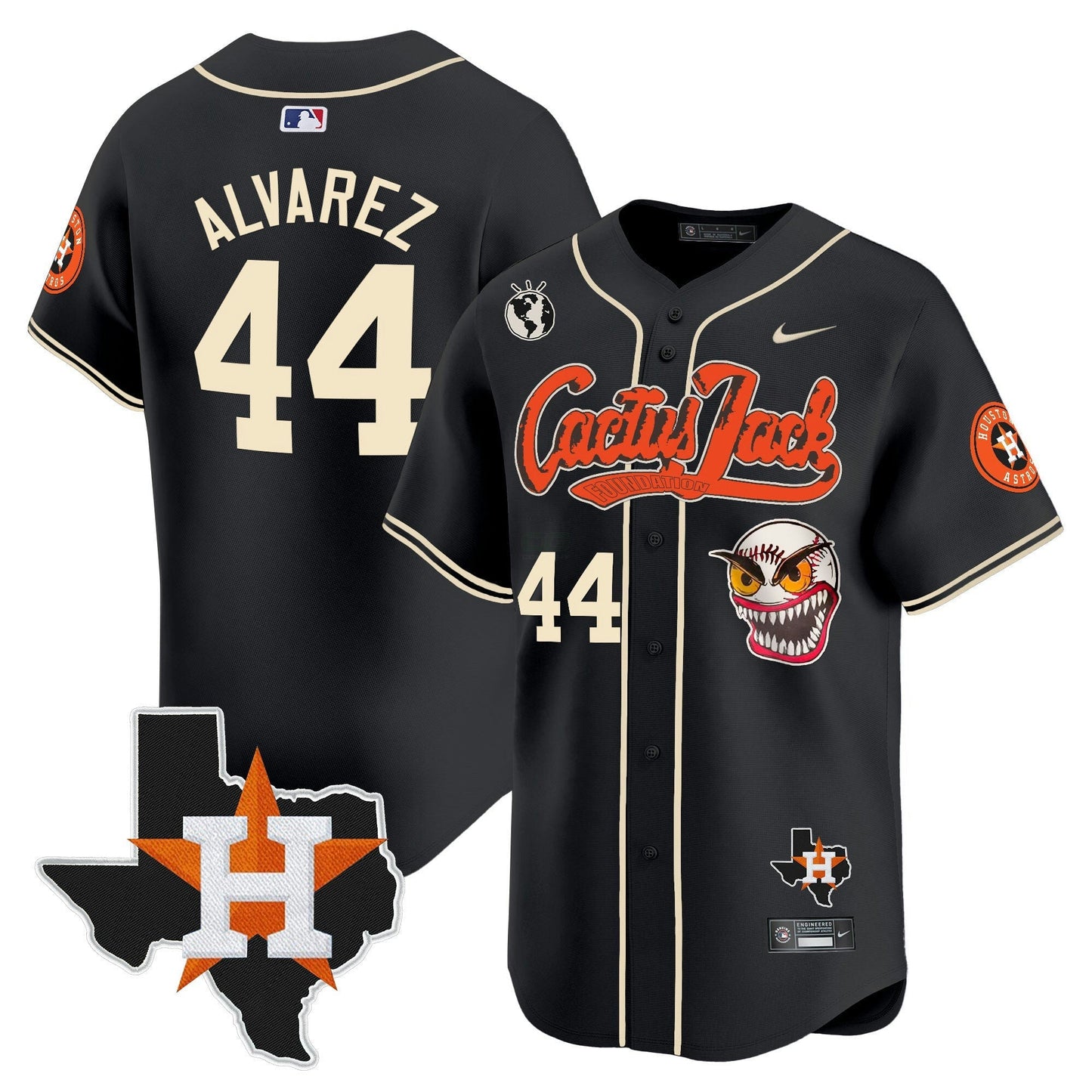 Camisa MLB Men’s Houston Cactus Jack Patch Vapor Premier Limited Jersey V6 – Stitched