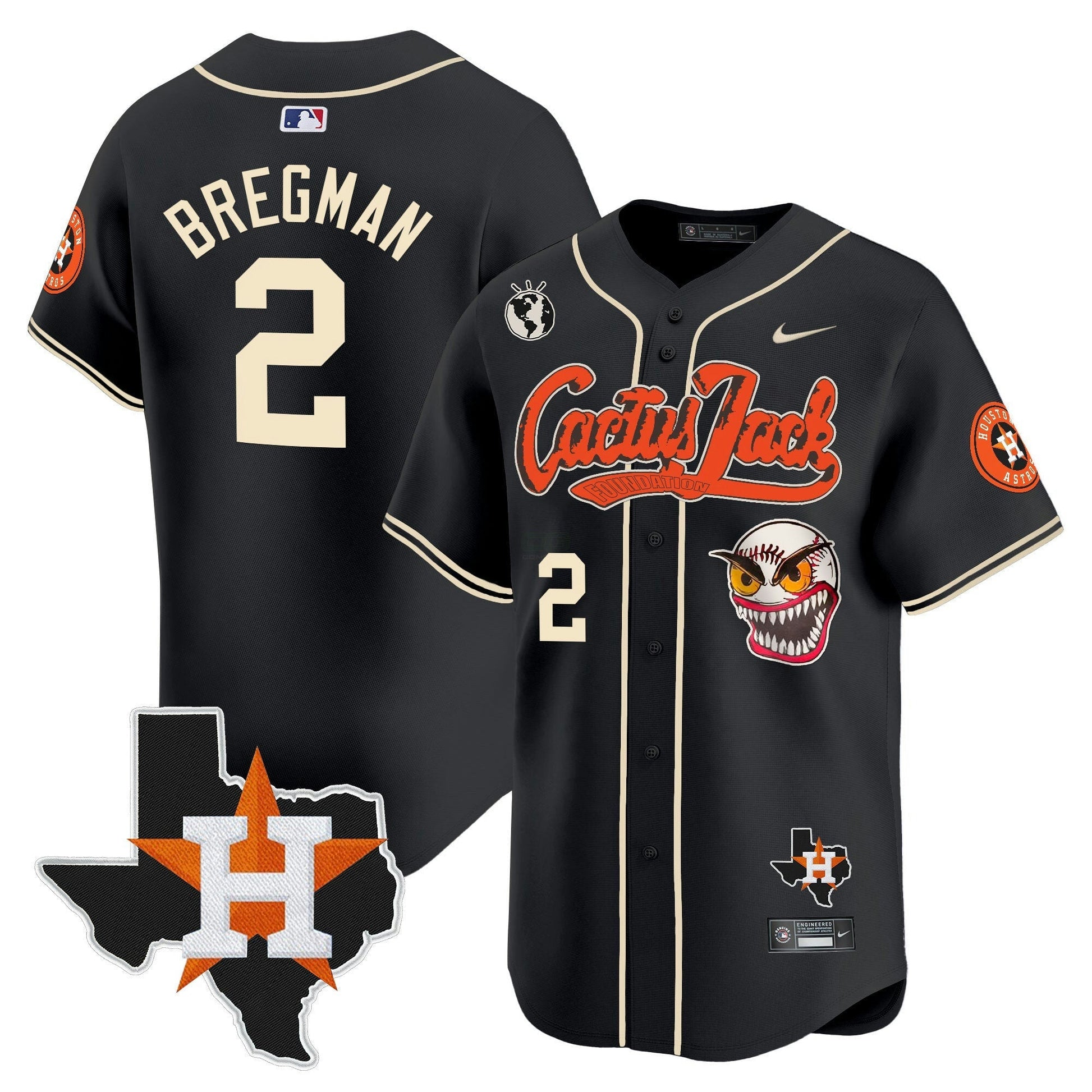 Camisa MLB Men’s Houston Cactus Jack Patch Vapor Premier Limited Jersey V6 – Stitched