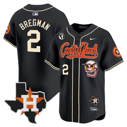 Camisa MLB Men’s Houston Cactus Jack Patch Vapor Premier Limited Jersey V6 – Stitched