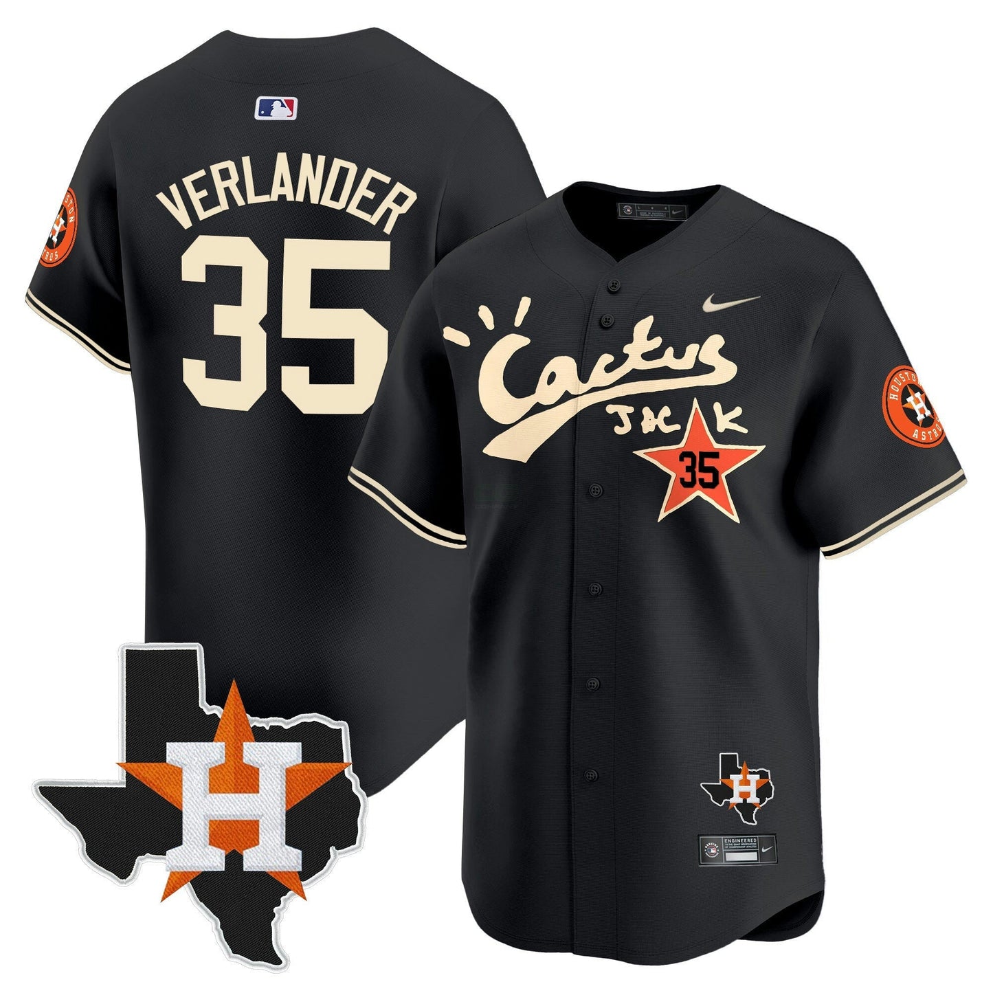 Camisa MLB Men’s Houston Cactus Jack Patch Vapor Premier Limited Jersey V7