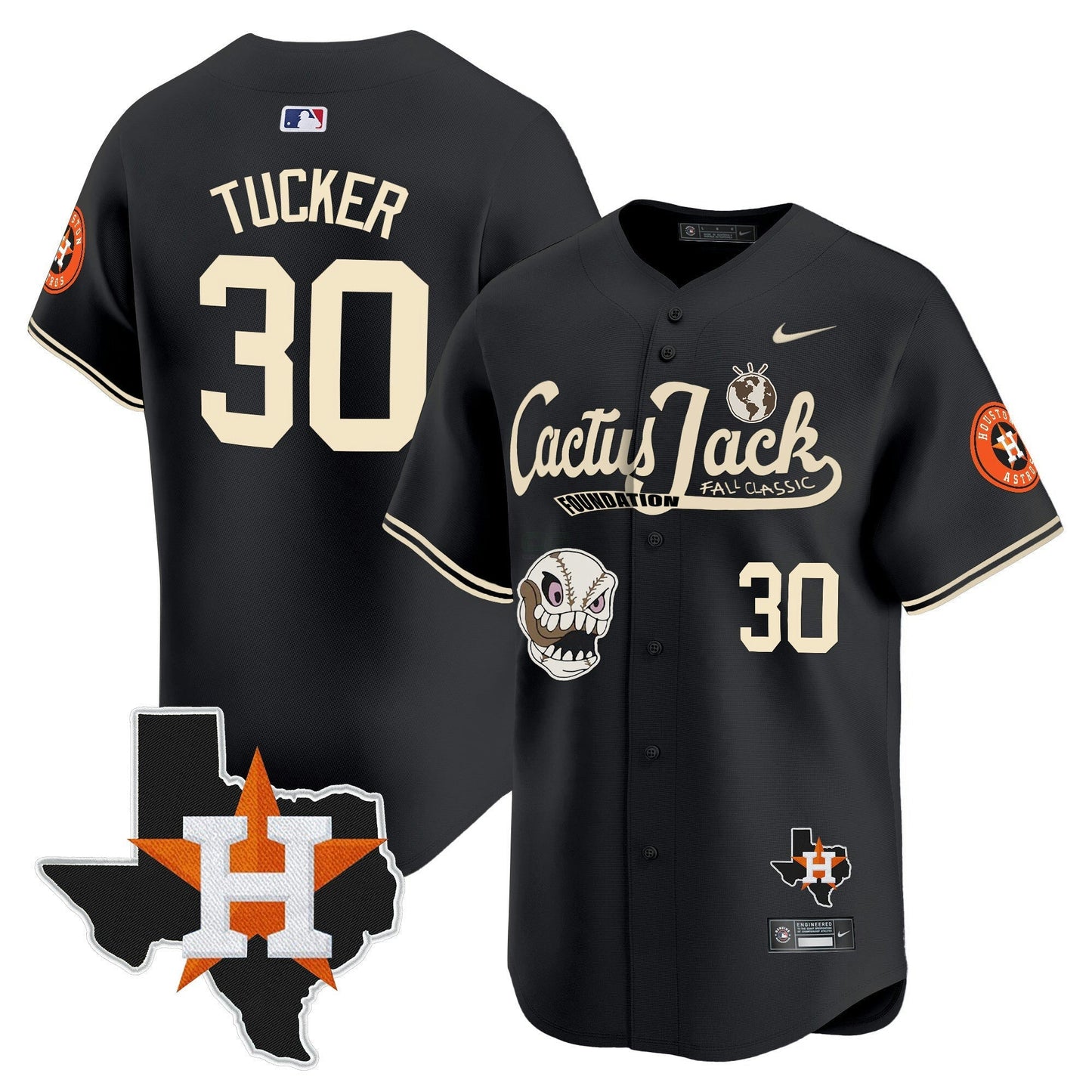 Camisa MLB Men’s Houston Cactus Jack Patch Vapor Premier Limited Jersey V8 – Stitched