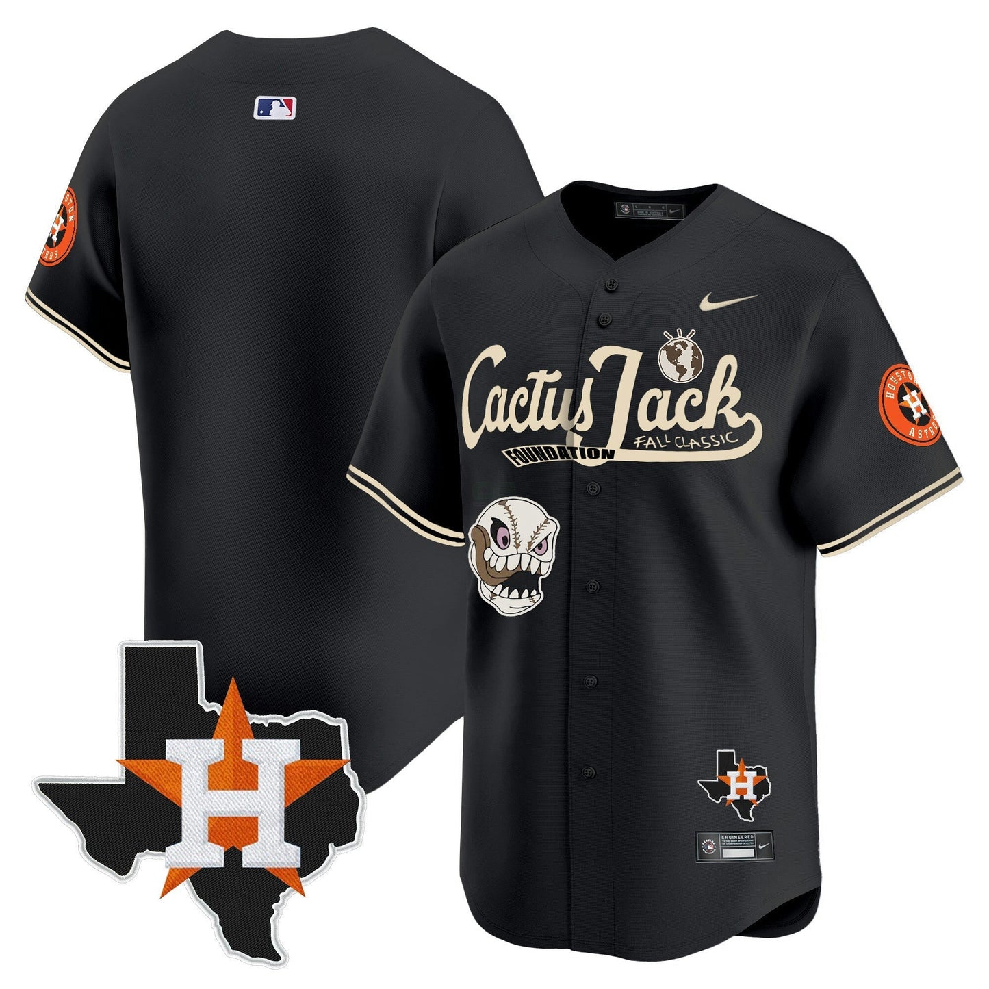 Camisa MLB Men’s Houston Cactus Jack Patch Vapor Premier Limited Jersey V8 – Stitched