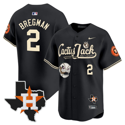 Camisa MLB Men’s Houston Cactus Jack Patch Vapor Premier Limited Jersey V8 – Stitched