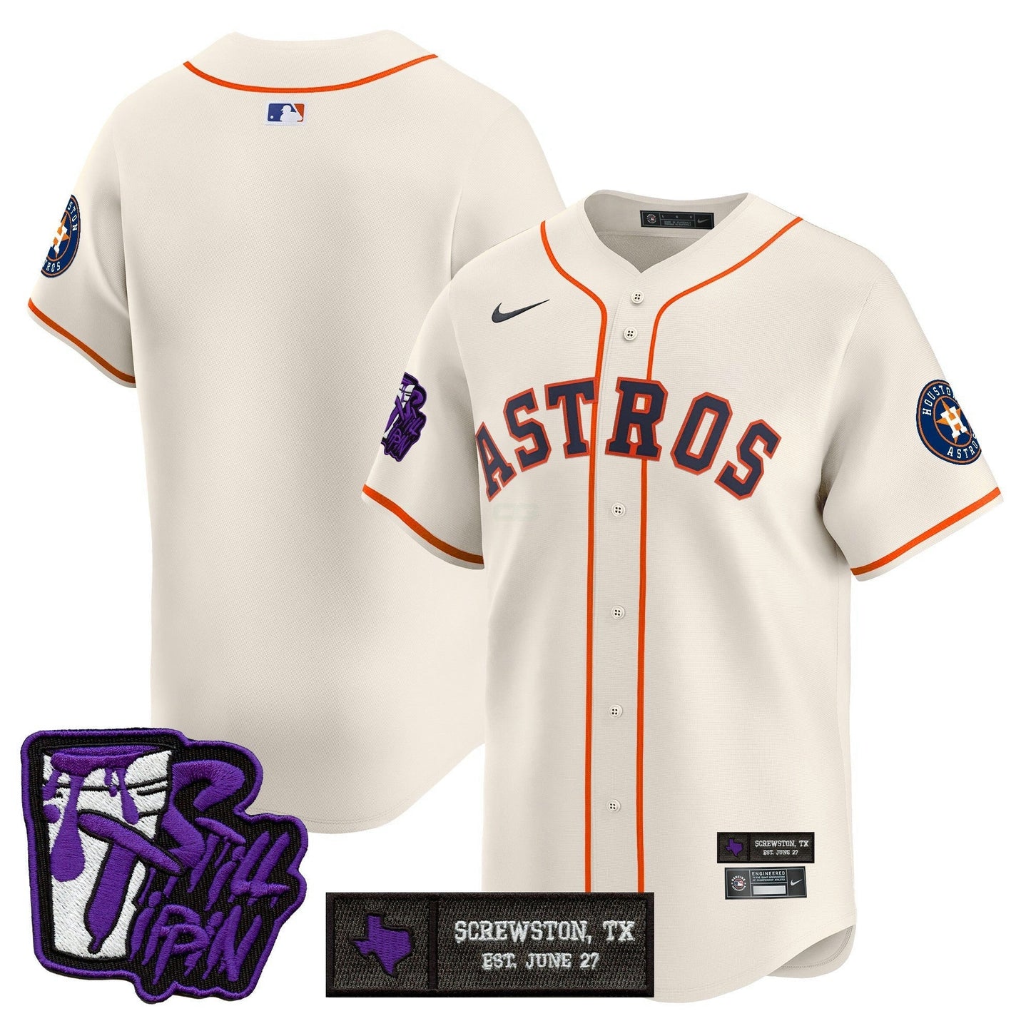 Camisa MLB Men’s Houston DJ Screw Still Tippin Purple Patch Vapor Premier Limited Jersey