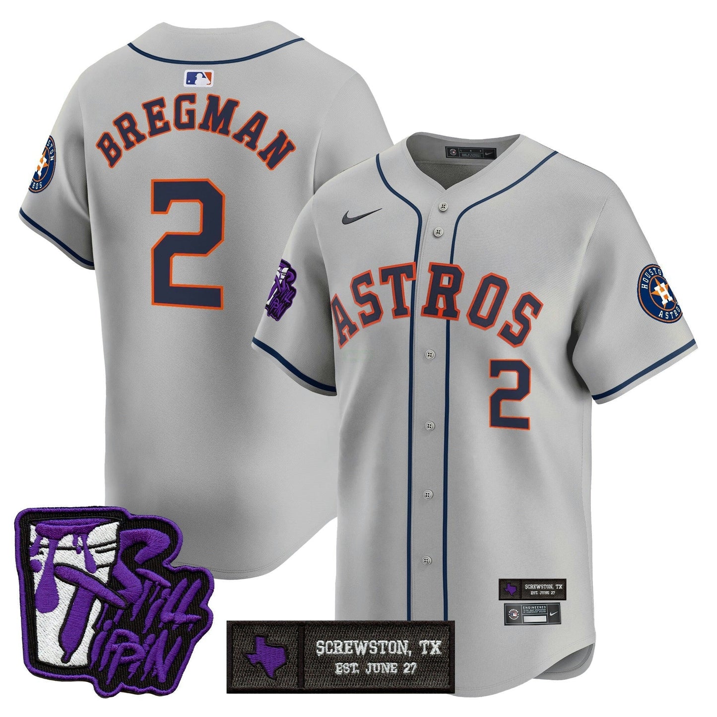 Camisa MLB Men’s Houston DJ Screw Still Tippin Purple Patch Vapor Premier Limited Jersey