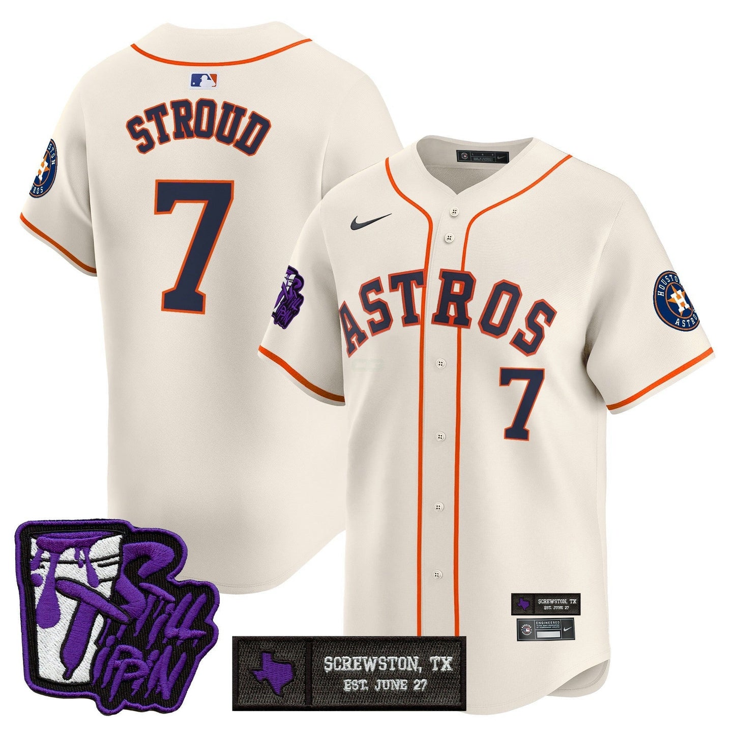 Camisa MLB Men’s Houston DJ Screw Still Tippin Purple Patch Vapor Premier Limited Jersey