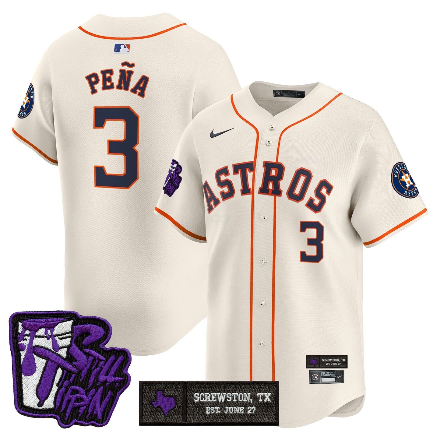 Camisa MLB Men’s Houston DJ Screw Still Tippin Purple Patch Vapor Premier Limited Jersey