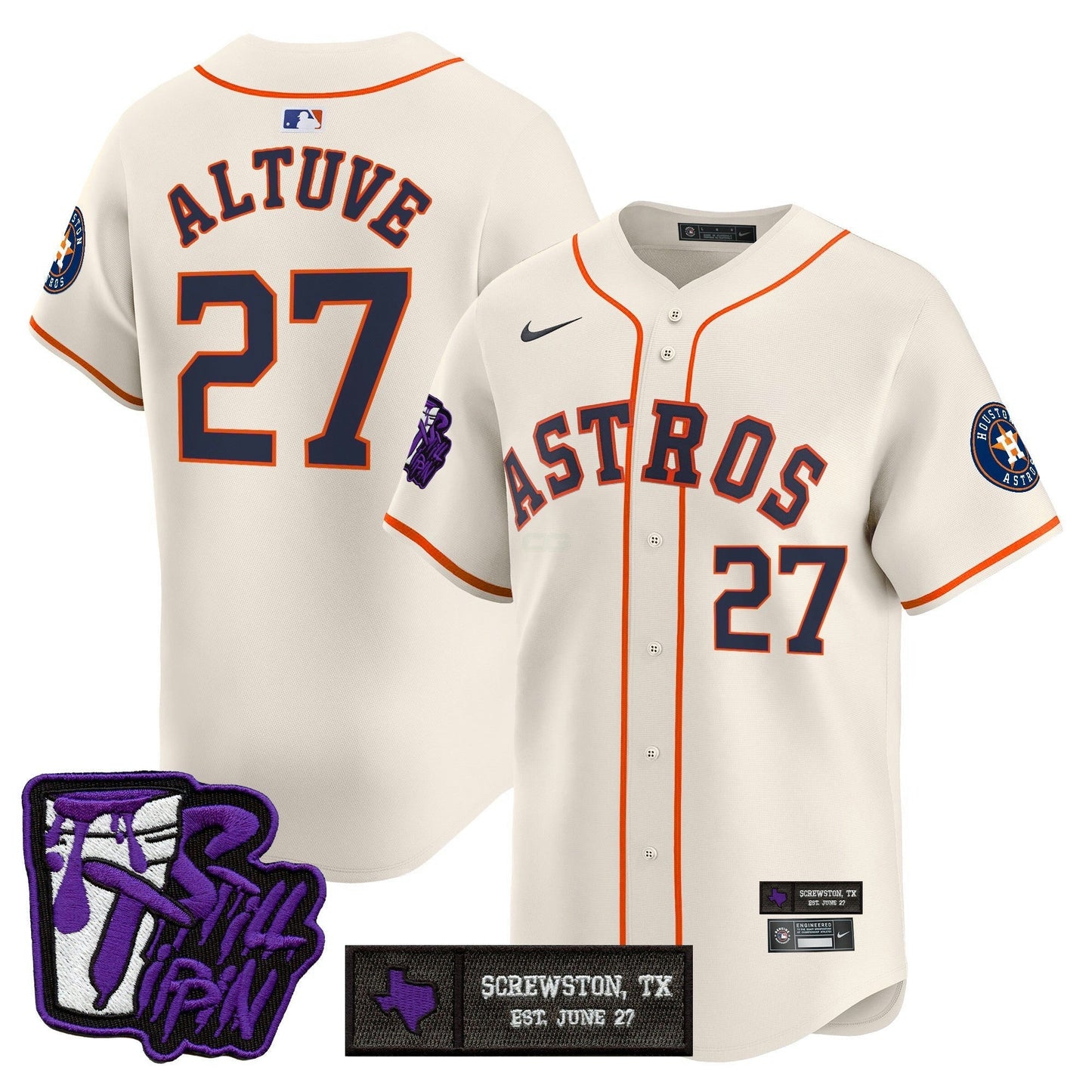 Camisa MLB Men’s Houston DJ Screw Still Tippin Purple Patch Vapor Premier Limited Jersey