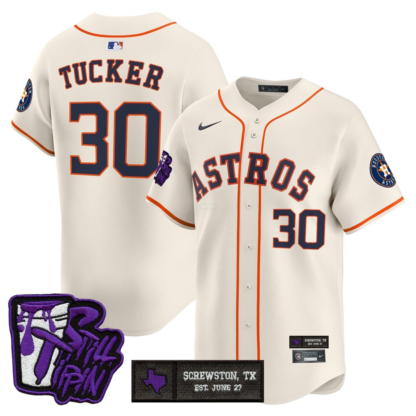 Camisa MLB Men’s Houston DJ Screw Still Tippin Purple Patch Vapor Premier Limited Jersey