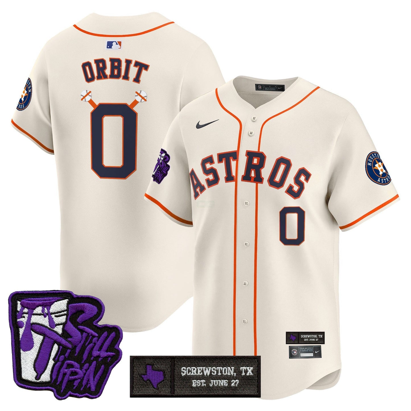 Camisa MLB Men’s Houston DJ Screw Still Tippin Purple Patch Vapor Premier Limited Jersey