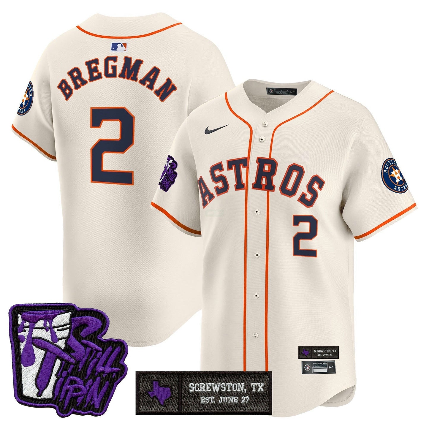Camisa MLB Men’s Houston DJ Screw Still Tippin Purple Patch Vapor Premier Limited Jersey