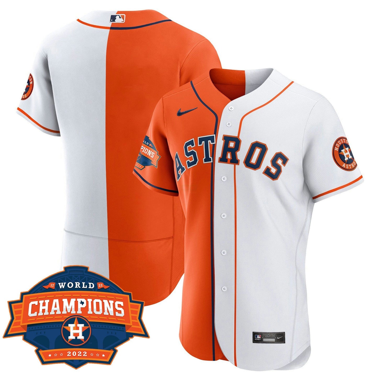 Camisa MLB Men’s Houston Flex Base Split 2022 Champions Limited Player Jersey - Branca Laranja