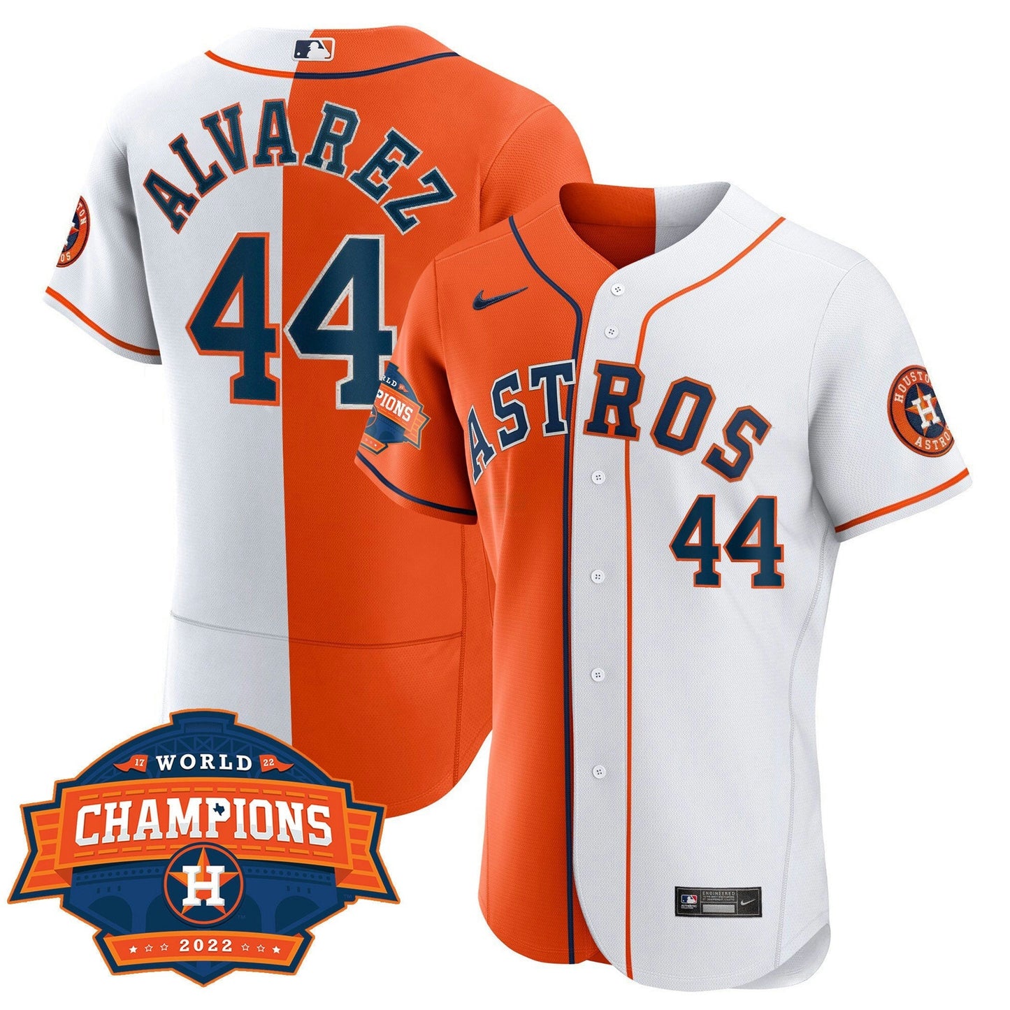 Camisa MLB Men’s Houston Flex Base Split 2022 Champions Limited Player Jersey - Branca Laranja