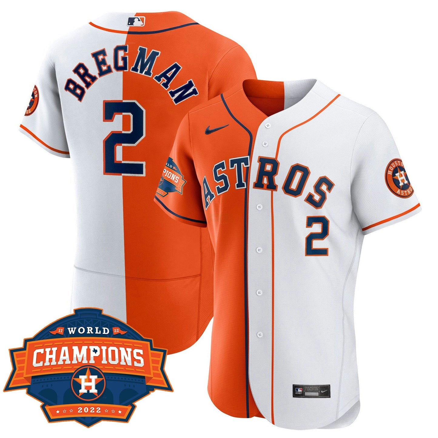 Camisa MLB Men’s Houston Flex Base Split 2022 Champions Limited Player Jersey - Branca Laranja