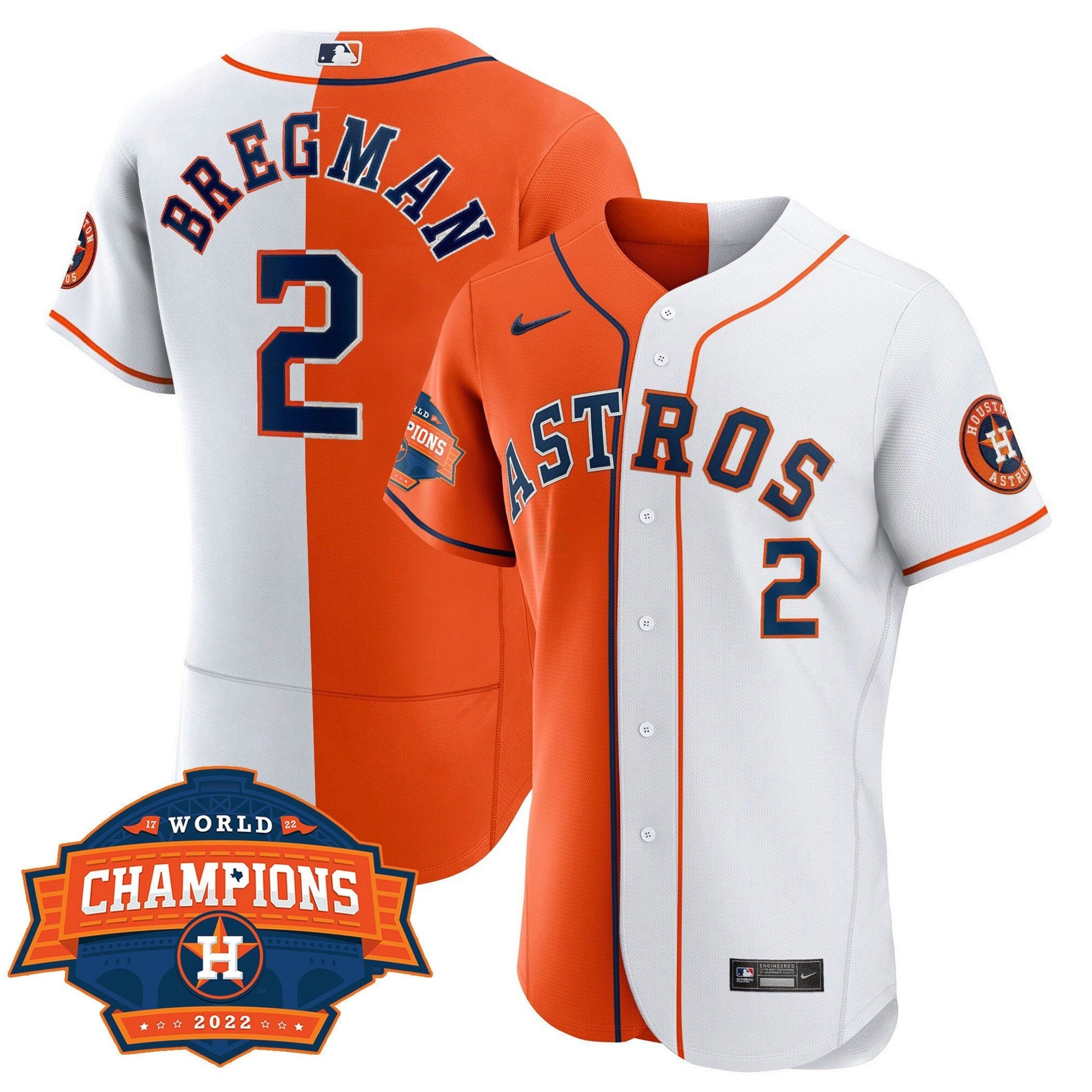 Camisa MLB Men’s Houston Flex Base Split 2022 Champions Limited Player Jersey - Branca Laranja