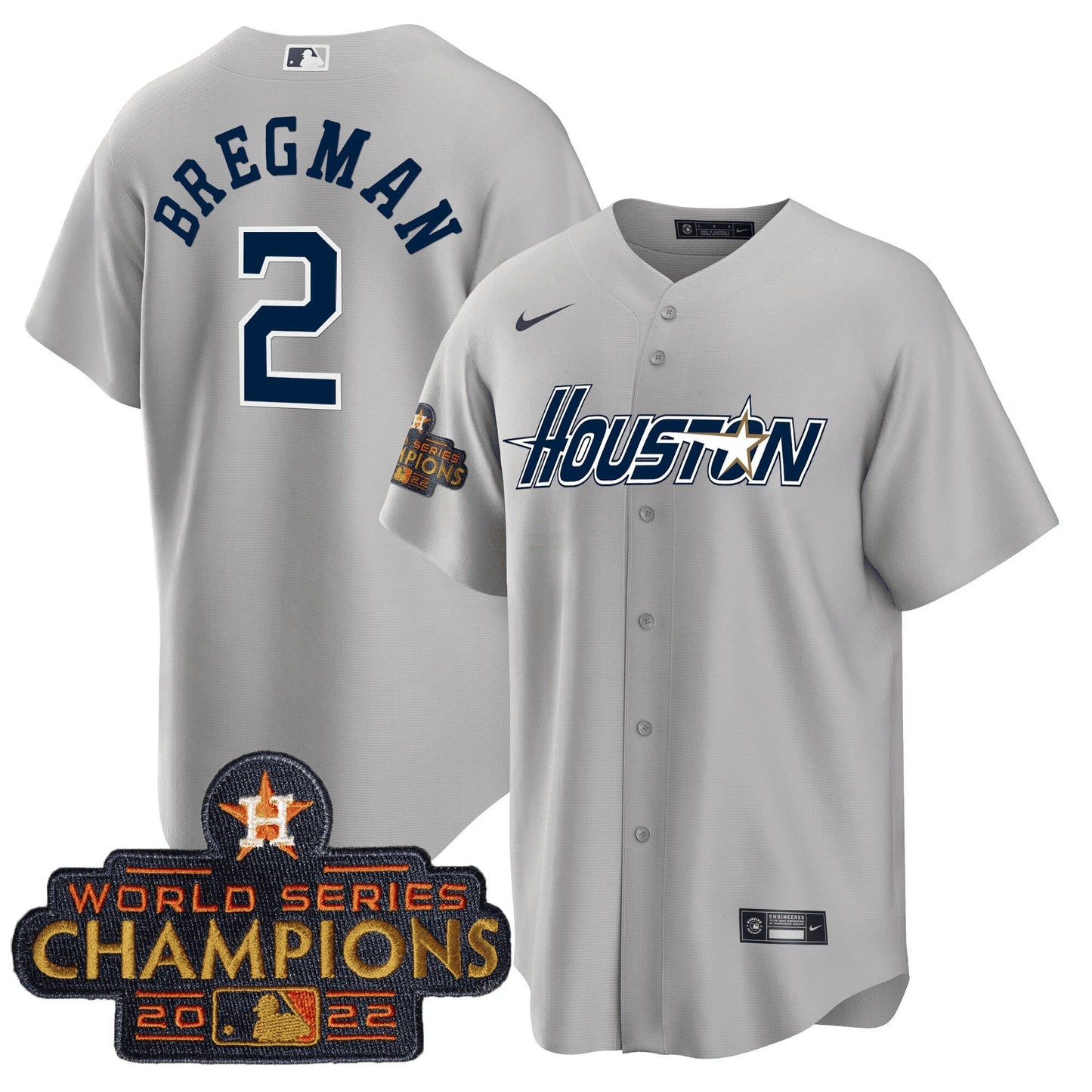 Camisa MLB Men’s Houston Gray & Dourada 2023 Champions Patch Jersey