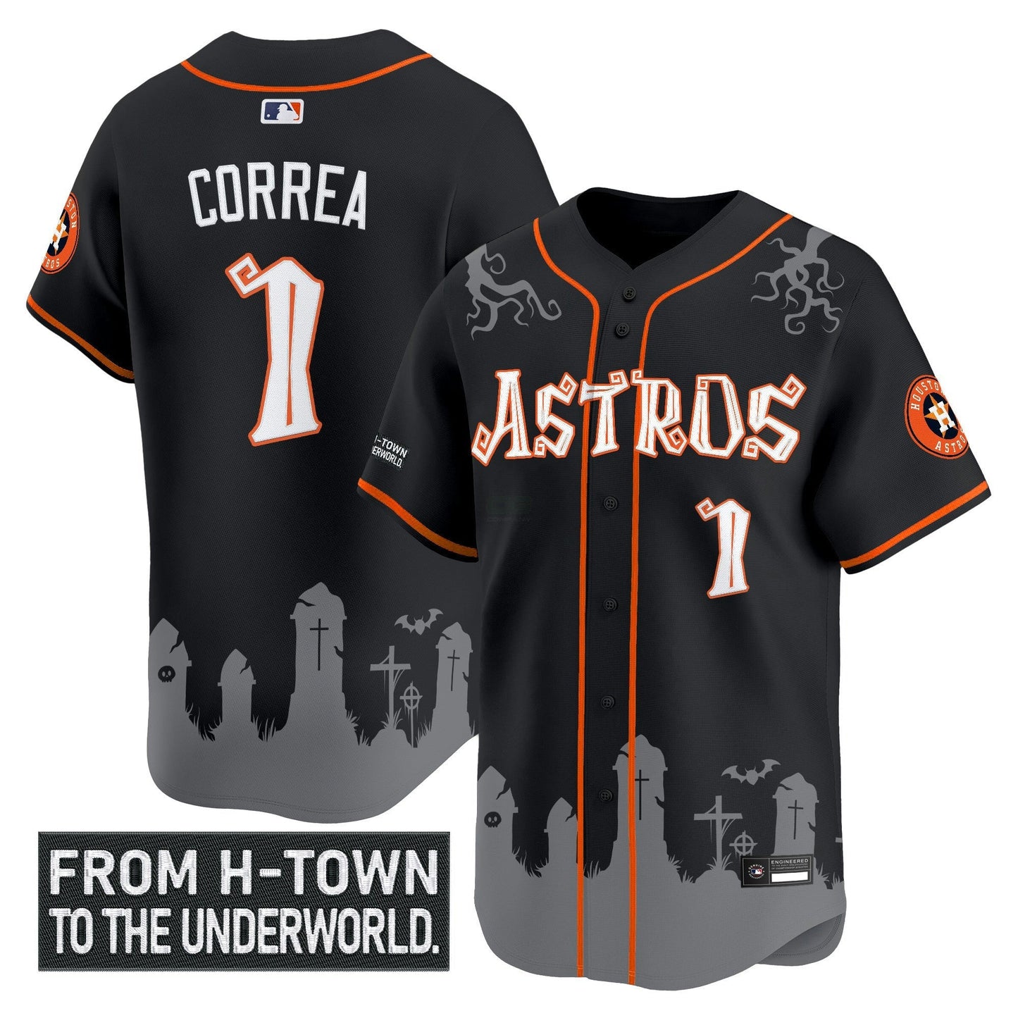 Camisa MLB Men’s Houston ‘Halloween Shadows Edition’ Vapor Premier Limited Jersey – Stitched